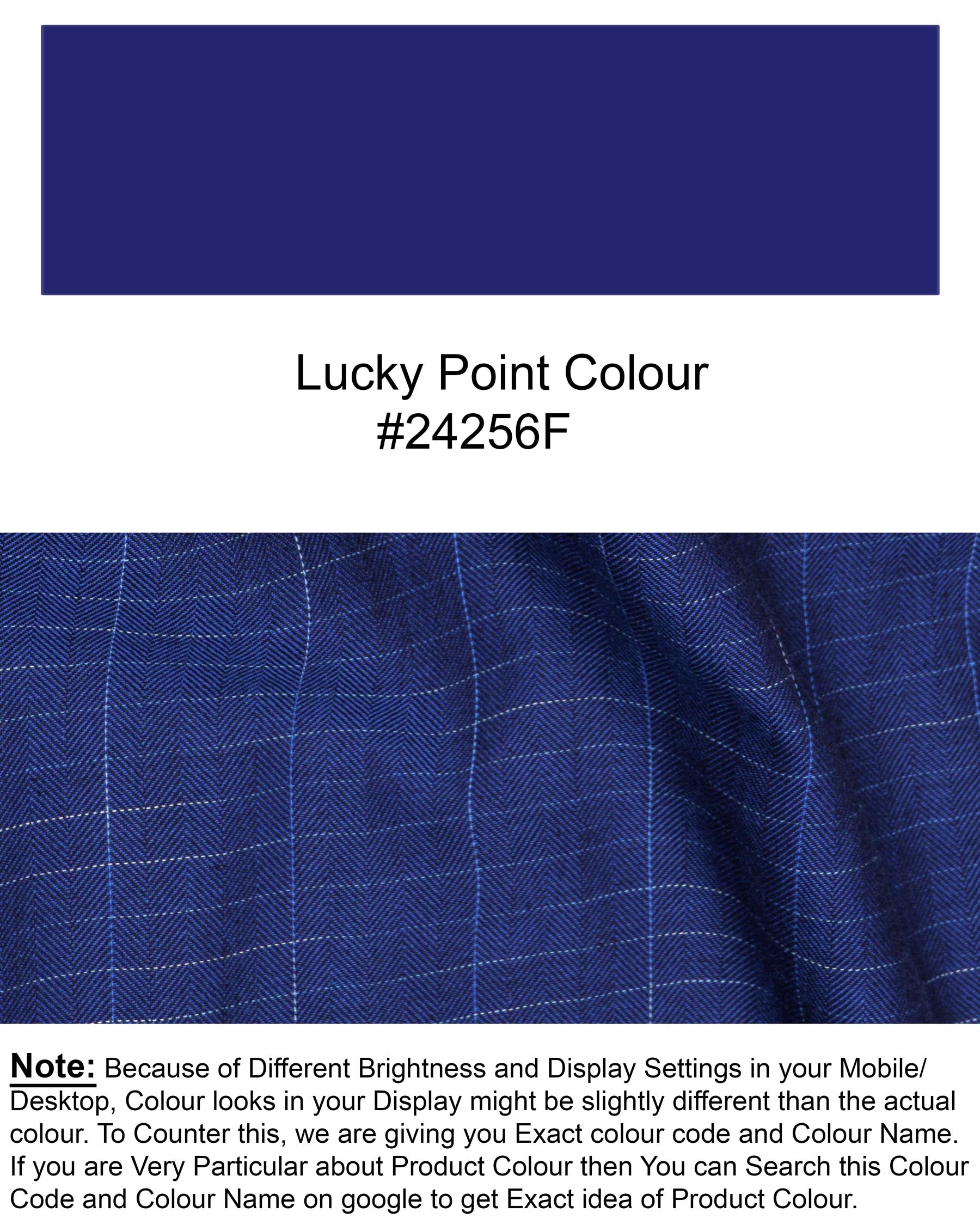 Lucky Point Blue Plaid Twill Textured Premium Cotton Shirt