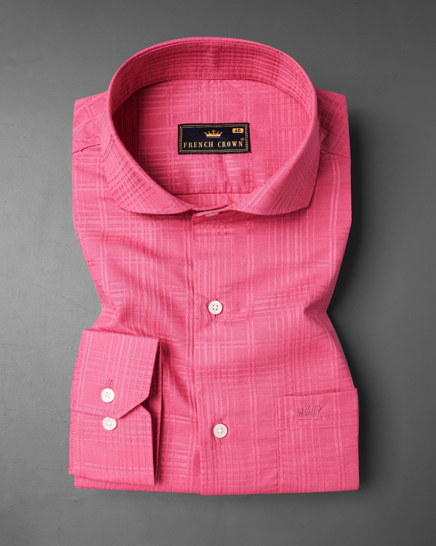 French Rose Checkered Dobby Textured Premium Giza Cotton Shirt 6654-CA-38,6654-CA-H-38,6654-CA-39,6654-CA-H-39,6654-CA-40,6654-CA-H-40,6654-CA-42,6654-CA-H-42,6654-CA-44,6654-CA-H-44,6654-CA-46,6654-CA-H-46,6654-CA-48,6654-CA-H-48,6654-CA-50,6654-CA-H-50,6654-CA-52,6654-CA-H-52