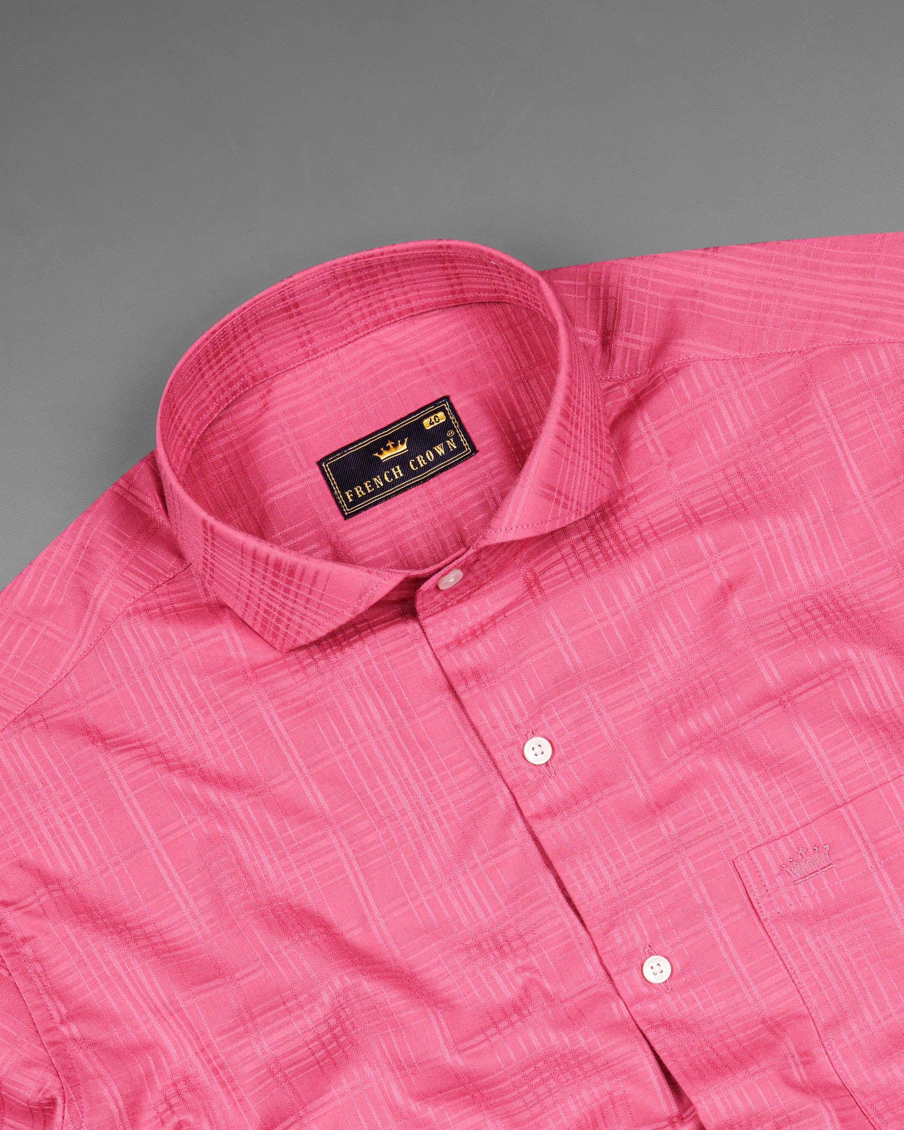 French Rose Checkered Dobby Textured Premium Giza Cotton Shirt 6654-CA-38,6654-CA-H-38,6654-CA-39,6654-CA-H-39,6654-CA-40,6654-CA-H-40,6654-CA-42,6654-CA-H-42,6654-CA-44,6654-CA-H-44,6654-CA-46,6654-CA-H-46,6654-CA-48,6654-CA-H-48,6654-CA-50,6654-CA-H-50,6654-CA-52,6654-CA-H-52