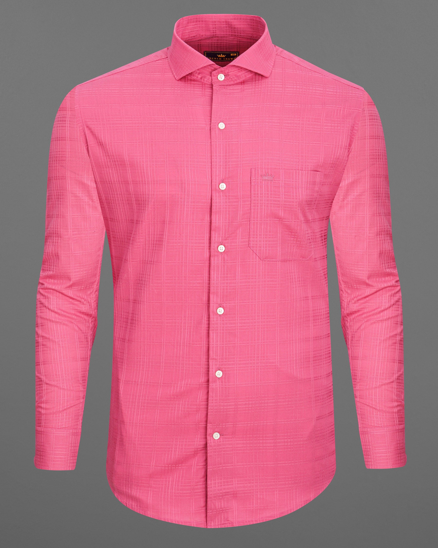 French Rose Checkered Dobby Textured Premium Giza Cotton Shirt 6654-CA-38,6654-CA-H-38,6654-CA-39,6654-CA-H-39,6654-CA-40,6654-CA-H-40,6654-CA-42,6654-CA-H-42,6654-CA-44,6654-CA-H-44,6654-CA-46,6654-CA-H-46,6654-CA-48,6654-CA-H-48,6654-CA-50,6654-CA-H-50,6654-CA-52,6654-CA-H-52