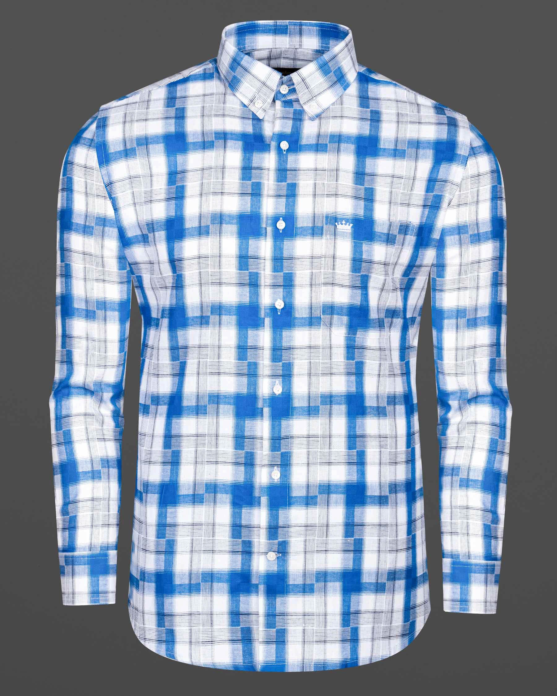 Bright White and Havelock Blue Plaid Twill Textured Premium Cotton Shirt 6679-BD-38,6679-BD-H-38,6679-BD-39,6679-BD-H-39,6679-BD-40,6679-BD-H-40,6679-BD-42,6679-BD-H-42,6679-BD-44,6679-BD-H-44,6679-BD-46,6679-BD-H-46,6679-BD-48,6679-BD-H-48,6679-BD-50,6679-BD-H-50,6679-BD-52,6679-BD-H-52
