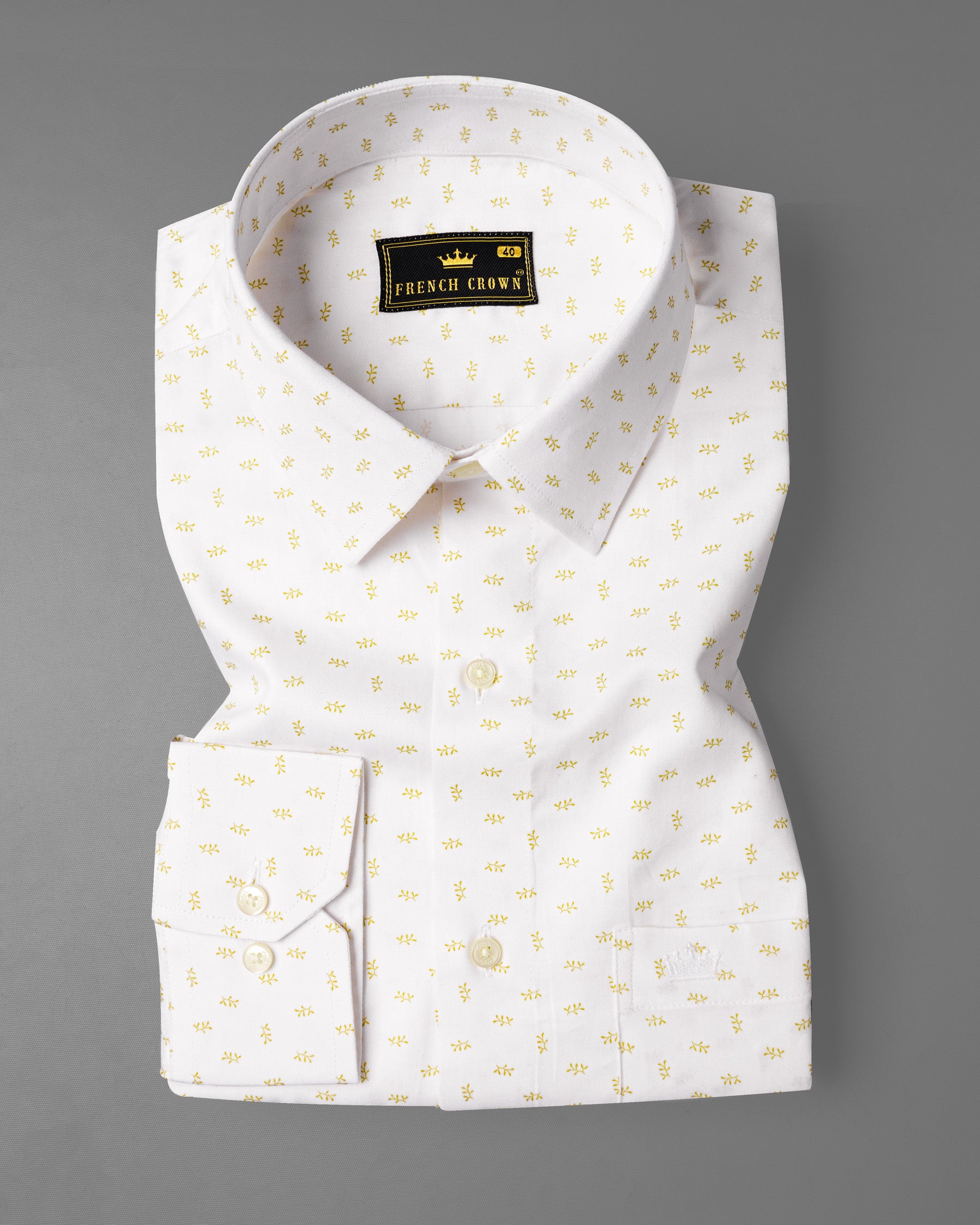 Bright White Leaves Printed Super Soft Premium Cotton Shirt 6731-38,6731-38,6731-39,6731-39,6731-40,6731-40,6731-42,6731-42,6731-44,6731-44,6731-46,6731-46,6731-48,6731-48,6731-50,6731-50,6731-52,6731-52