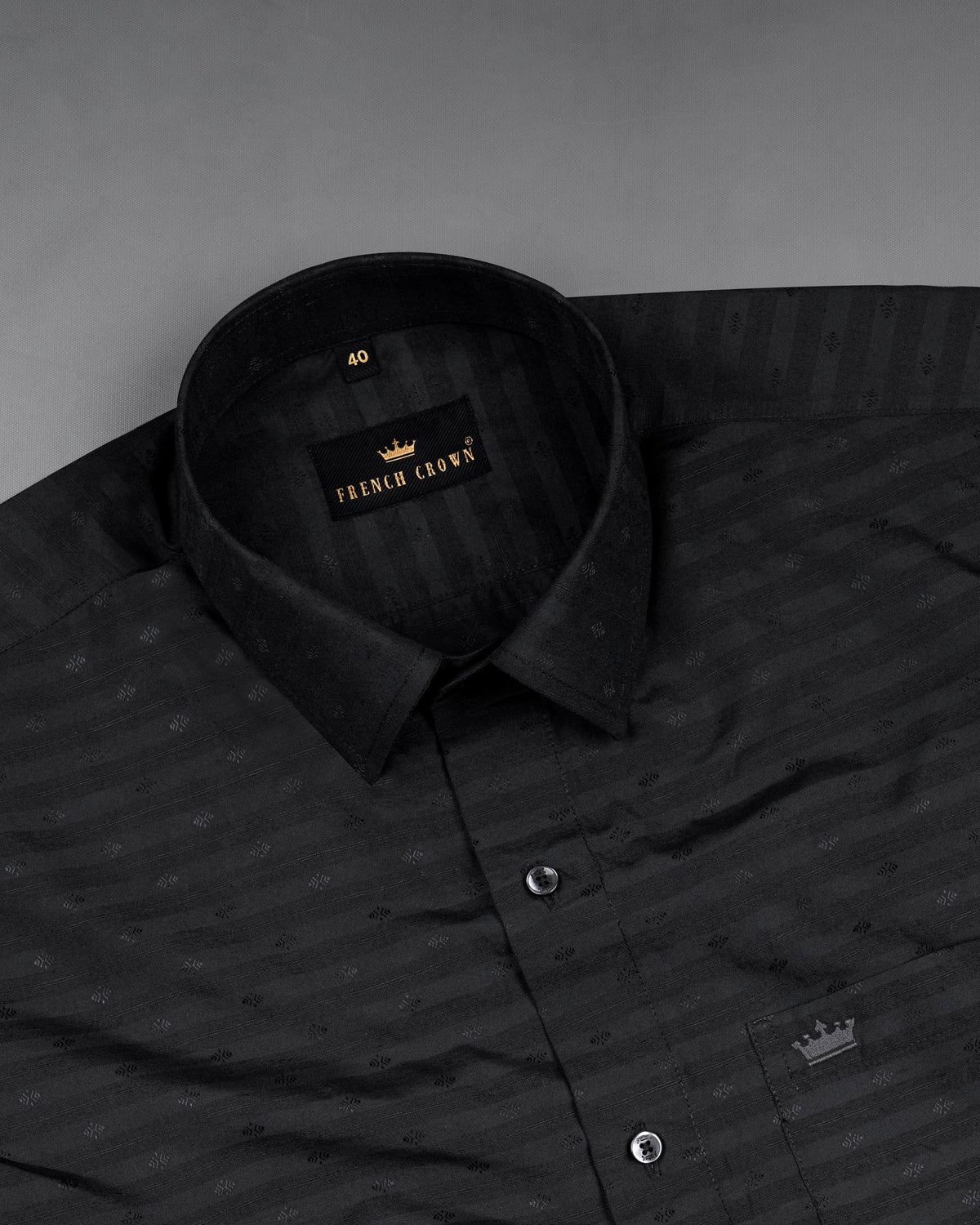 Jade Black Dobby Textured Premium Giza Cotton Shirt