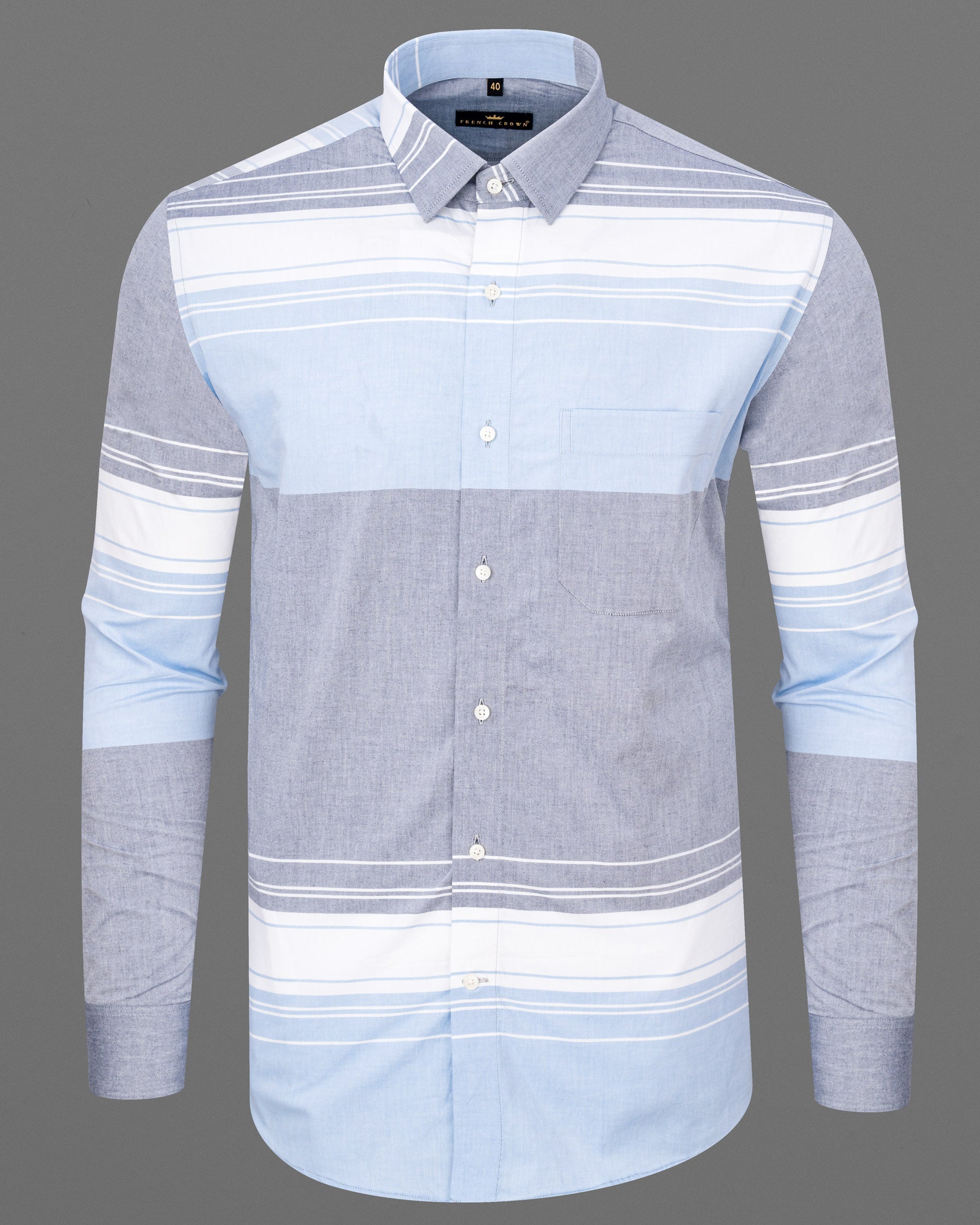 Amethyst Grey and White Striped Premium Cotton Shirt  6832-38,6832-38,6832-39,6832-39,6832-40,6832-40,6832-42,6832-42,6832-44,6832-44,6832-46,6832-46,6832-48,6832-48,6832-50,6832-50,6832-52,6832-52