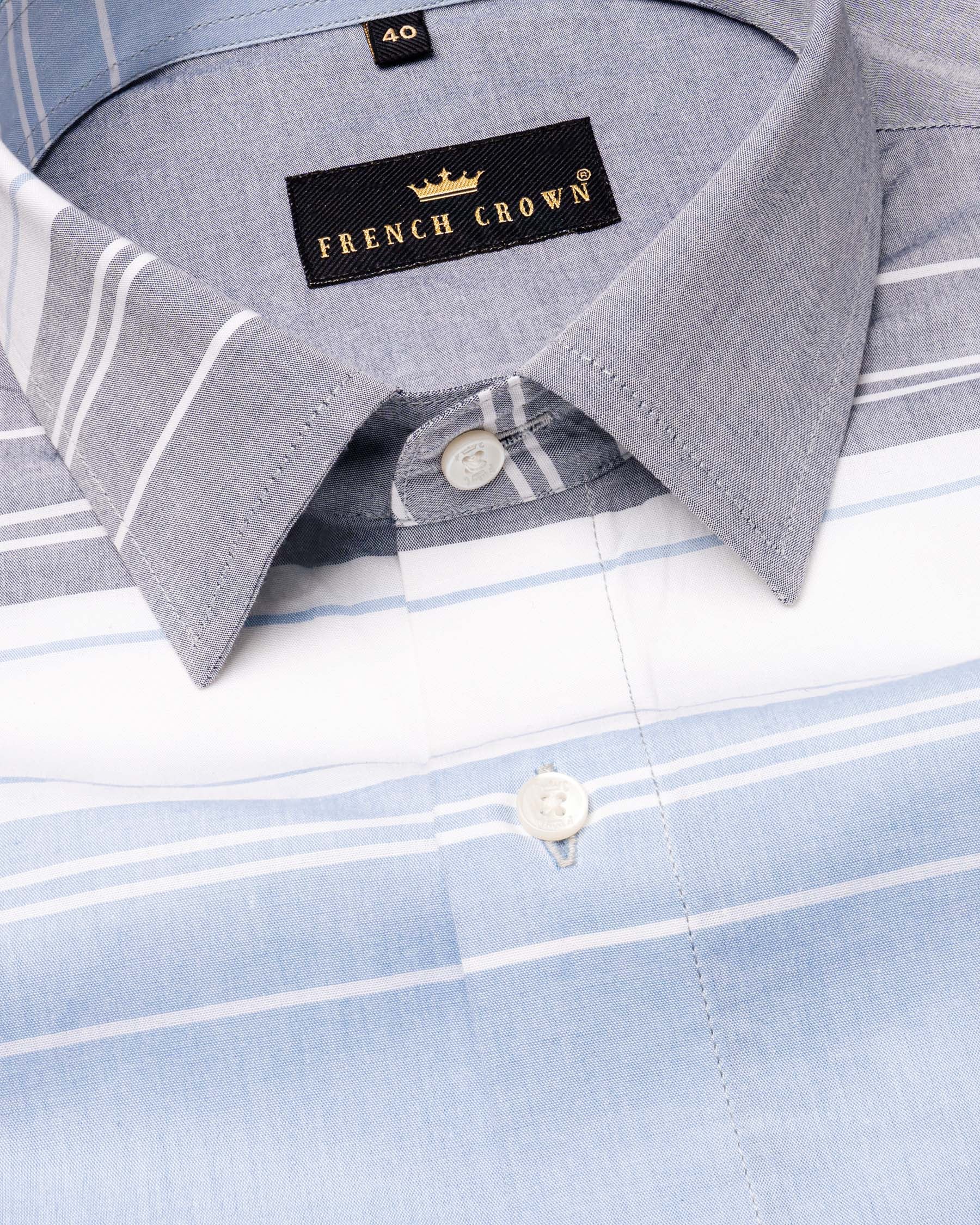 Amethyst Grey and White Striped Premium Cotton Shirt  6832-38,6832-38,6832-39,6832-39,6832-40,6832-40,6832-42,6832-42,6832-44,6832-44,6832-46,6832-46,6832-48,6832-48,6832-50,6832-50,6832-52,6832-52