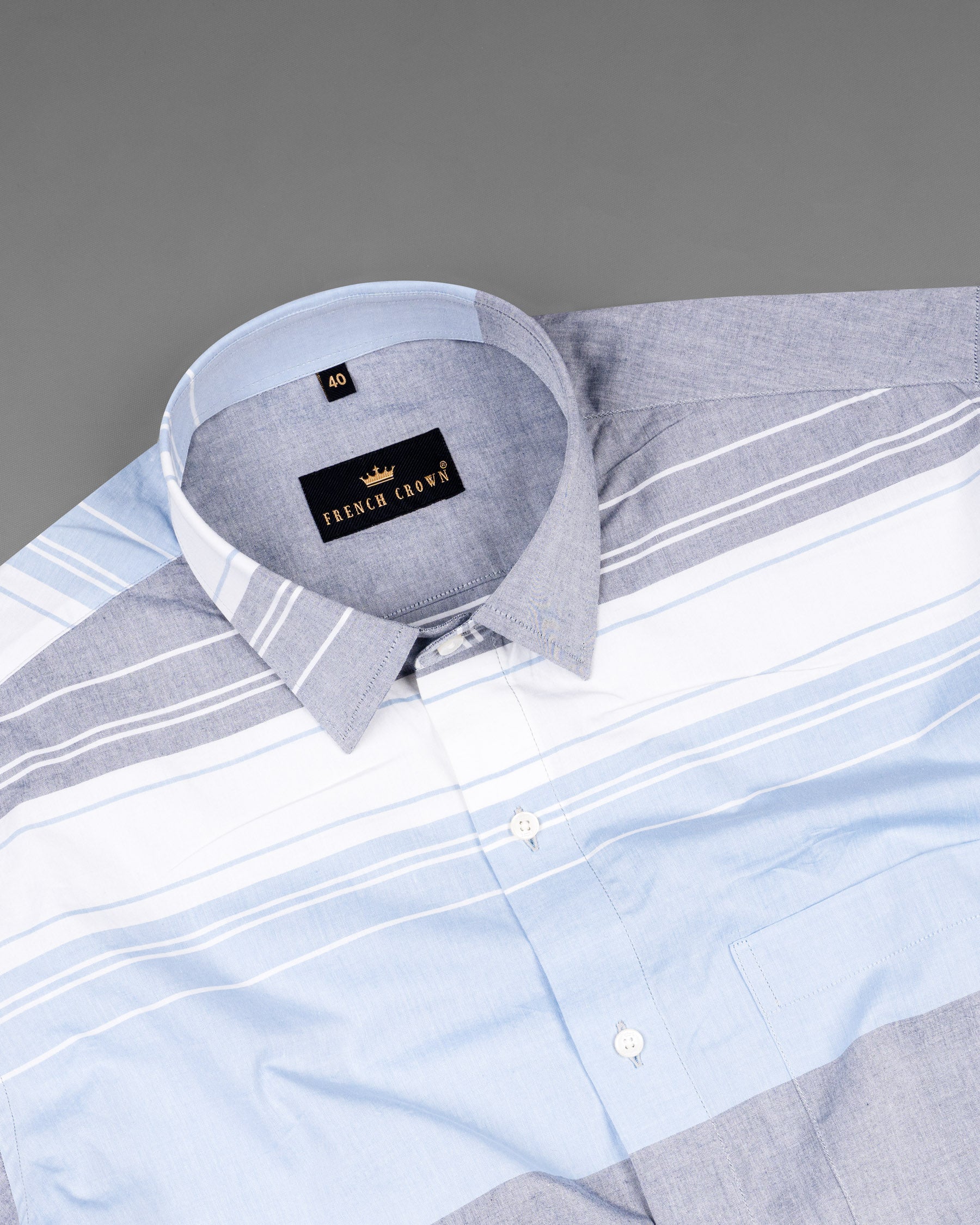 Amethyst Grey and White Striped Premium Cotton Shirt  6832-38,6832-38,6832-39,6832-39,6832-40,6832-40,6832-42,6832-42,6832-44,6832-44,6832-46,6832-46,6832-48,6832-48,6832-50,6832-50,6832-52,6832-52