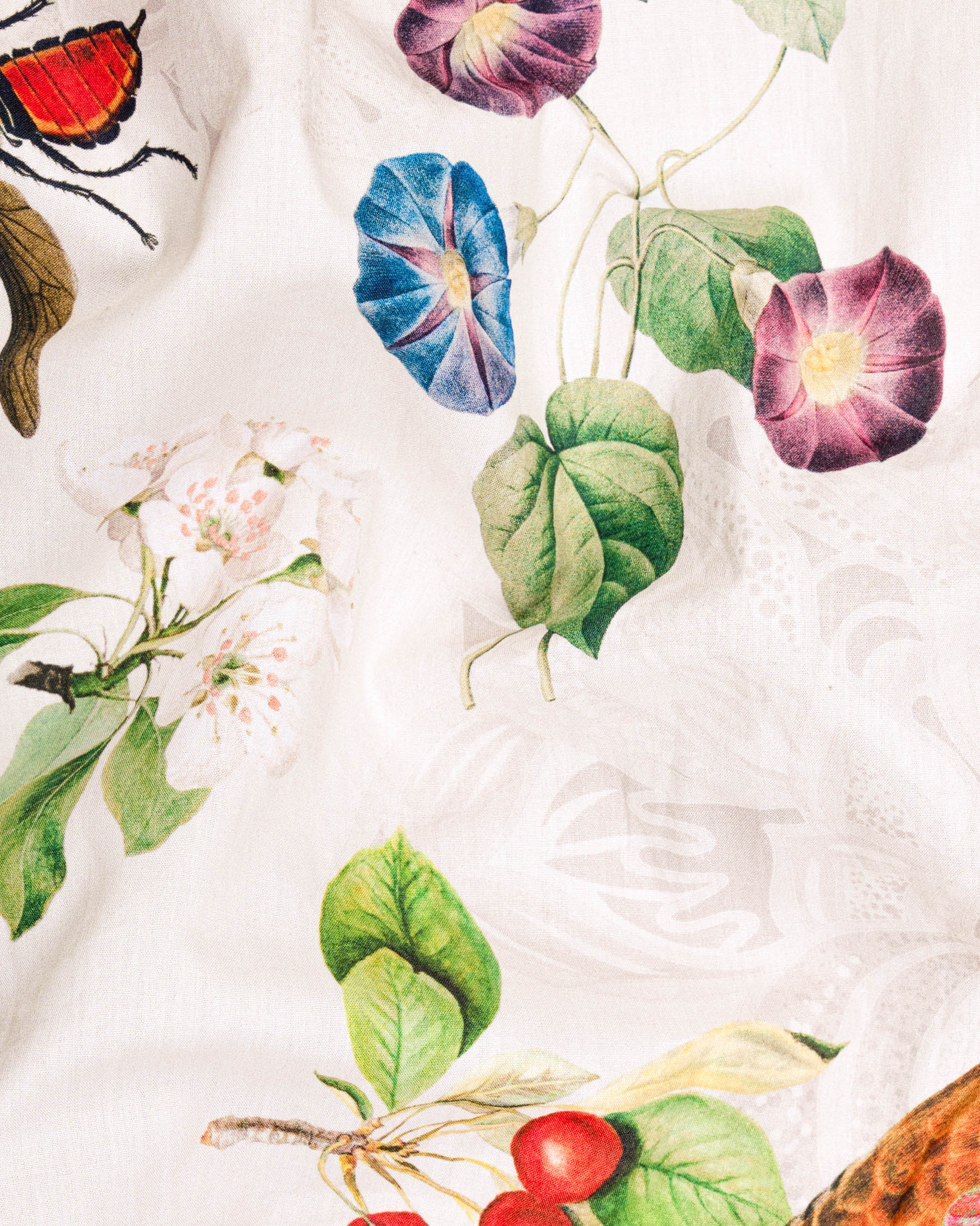 Merino off White and Sage Green wildlife Printed Premium Cotton Shirt