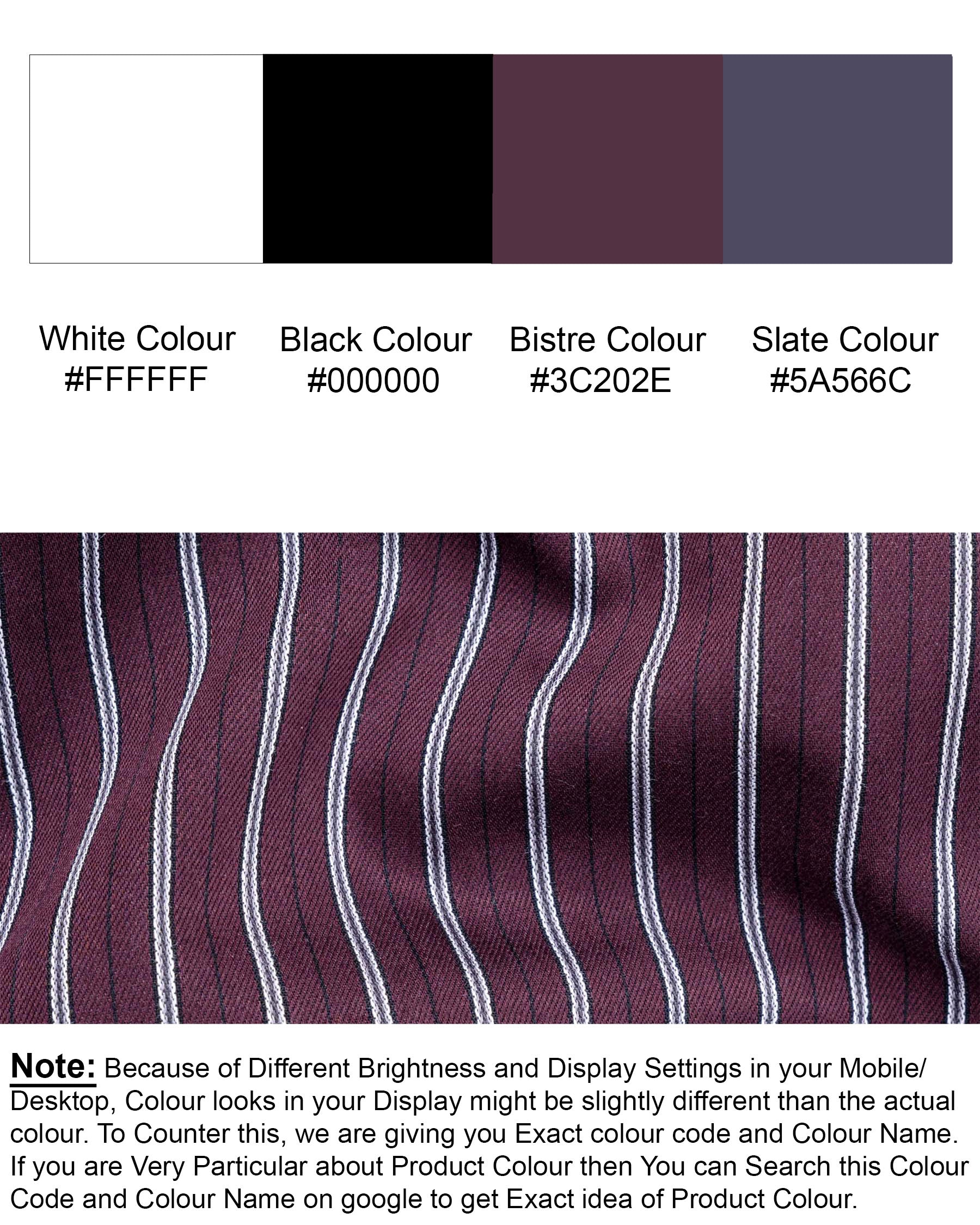 Bistre with Black and white Striped Twill Textured Premium Cotton Shirt 6886-38, 6886-H-38, 6886-39, 6886-H-39, 6886-40, 6886-H-40, 6886-42, 6886-H-42, 6886-44, 6886-H-44, 6886-46, 6886-H-46, 6886-48, 6886-H-48, 6886-50, 6886-H-50, 6886-52, 6886-H-52