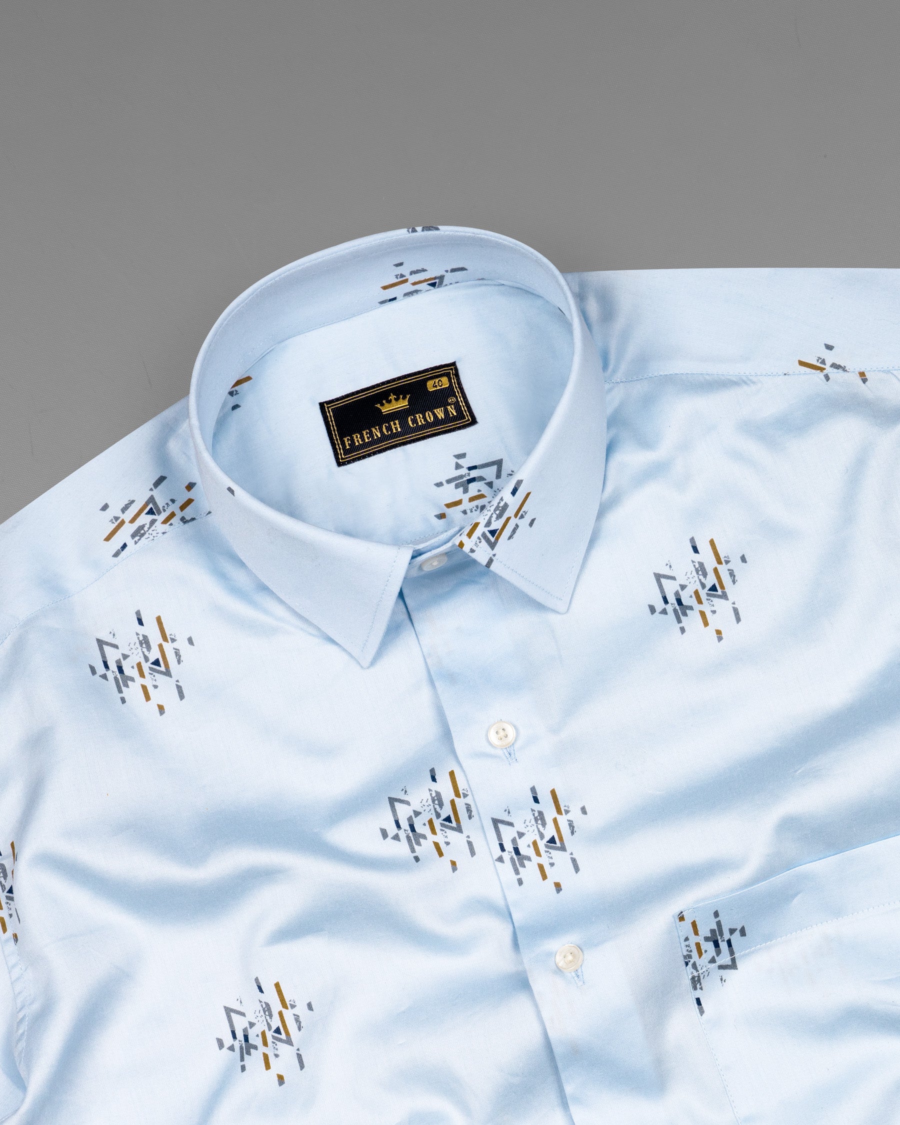 Sky Blue Geographic Printed Super Soft Premium Cotton Shirt 6903-38,6903-38,6903-39,6903-39,6903-40,6903-40,6903-42,6903-42,6903-44,6903-44,6903-46,6903-46,6903-48,6903-48,6903-50,6903-50,6903-52,6903-52