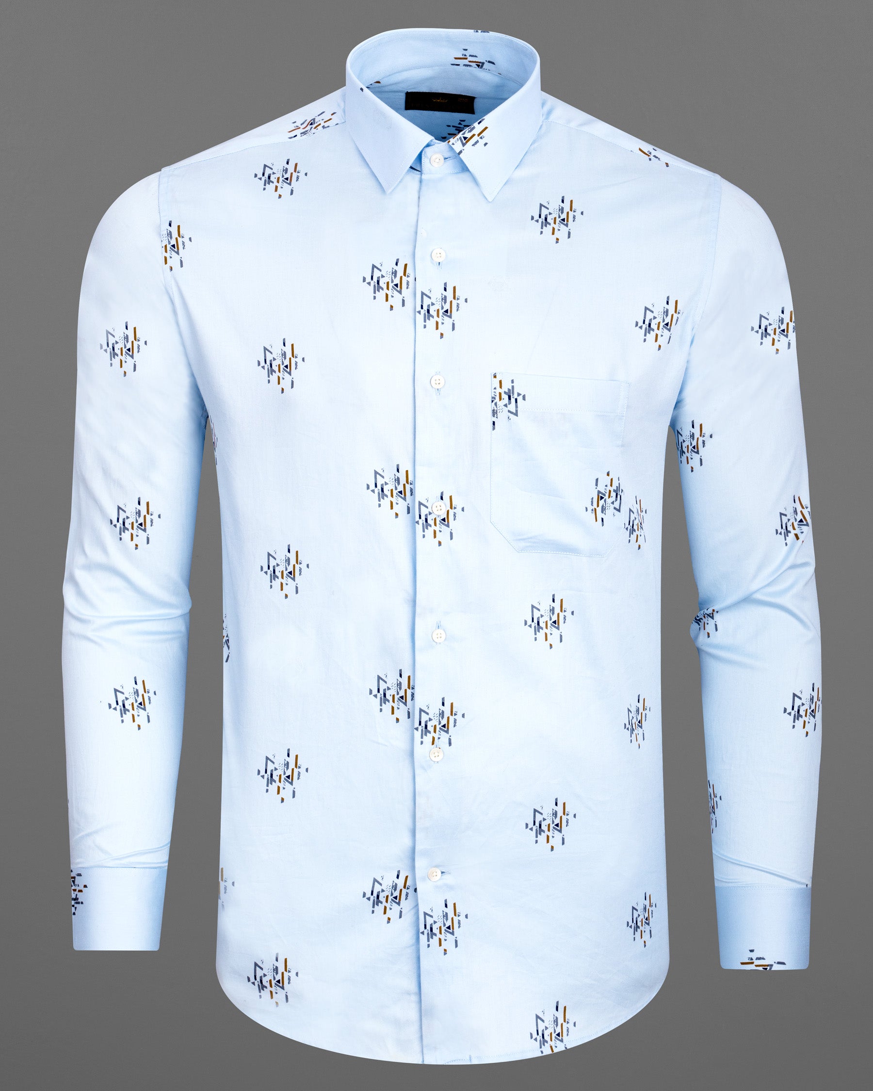 Sky Blue Geographic Printed Super Soft Premium Cotton Shirt 6903-38,6903-38,6903-39,6903-39,6903-40,6903-40,6903-42,6903-42,6903-44,6903-44,6903-46,6903-46,6903-48,6903-48,6903-50,6903-50,6903-52,6903-52