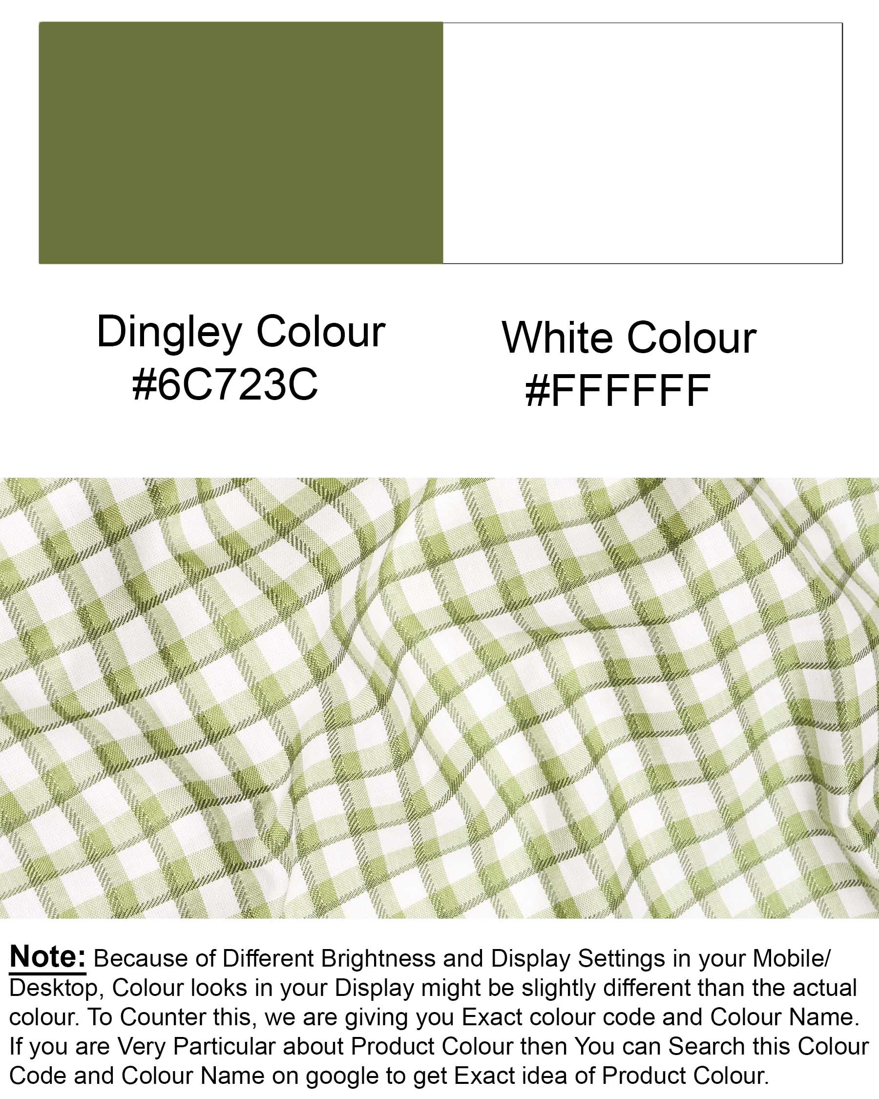 Dingley Green Checkered Dobby Textured Premium Giza Cotton Shirt