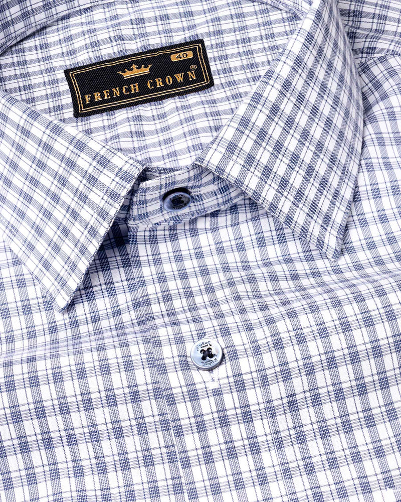 Bright White and Denim Blue Checkered Premium Cotton Shirt 6973-BLE-38,6973-BLE-38,6973-BLE-39,6973-BLE-39,6973-BLE-40,6973-BLE-40,6973-BLE-42,6973-BLE-42,6973-BLE-44,6973-BLE-44,6973-BLE-46,6973-BLE-46,6973-BLE-48,6973-BLE-48,6973-BLE-50,6973-BLE-50,6973-BLE-52,6973-BLE-52