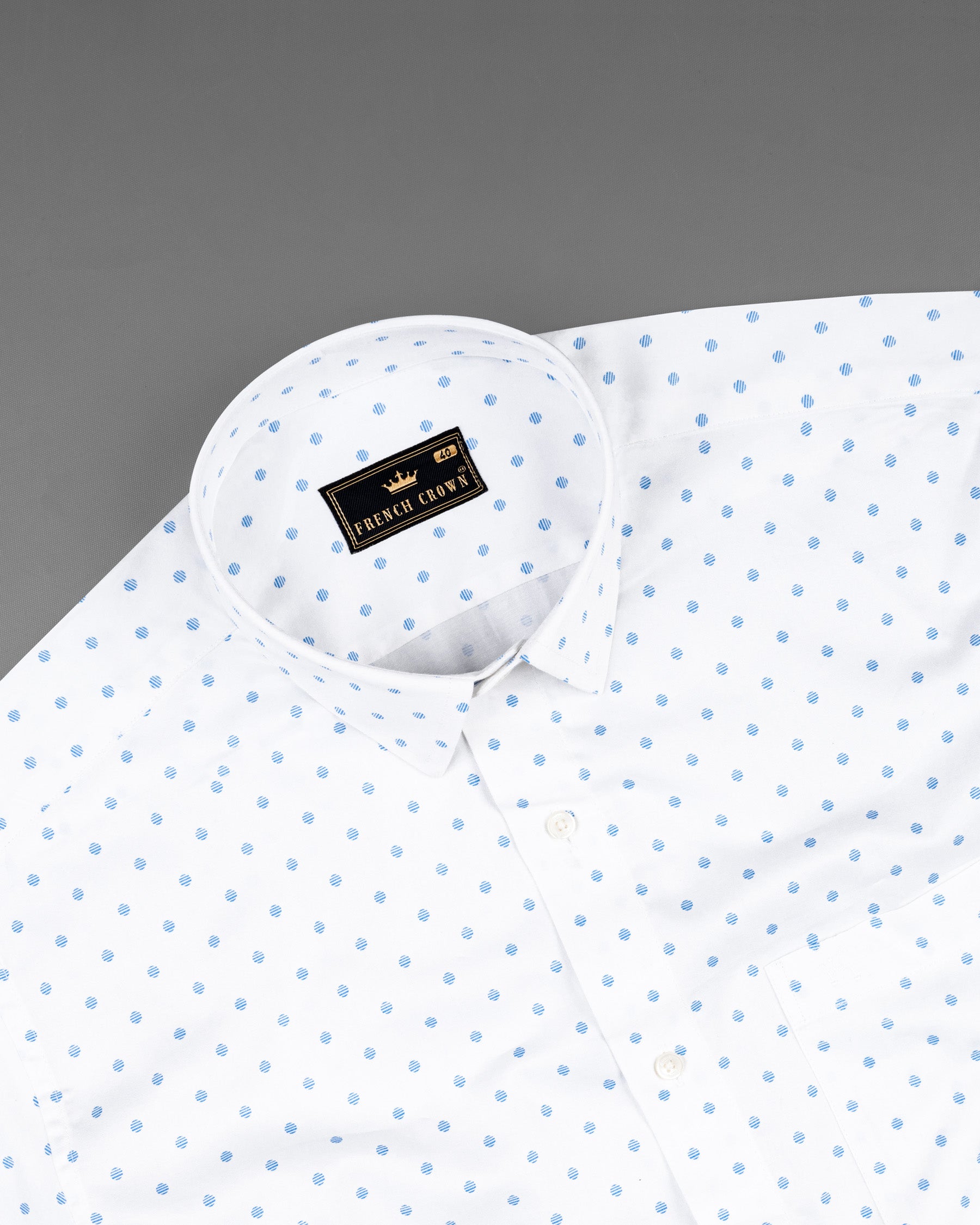Bright White and Picton Blue Dotted Super Soft Premium Cotton Shirt 6978-38,6978-38,6978-39,6978-39,6978-40,6978-40,6978-42,6978-42,6978-44,6978-44,6978-46,6978-46,6978-48,6978-48,6978-50,6978-50,6978-52,6978-52