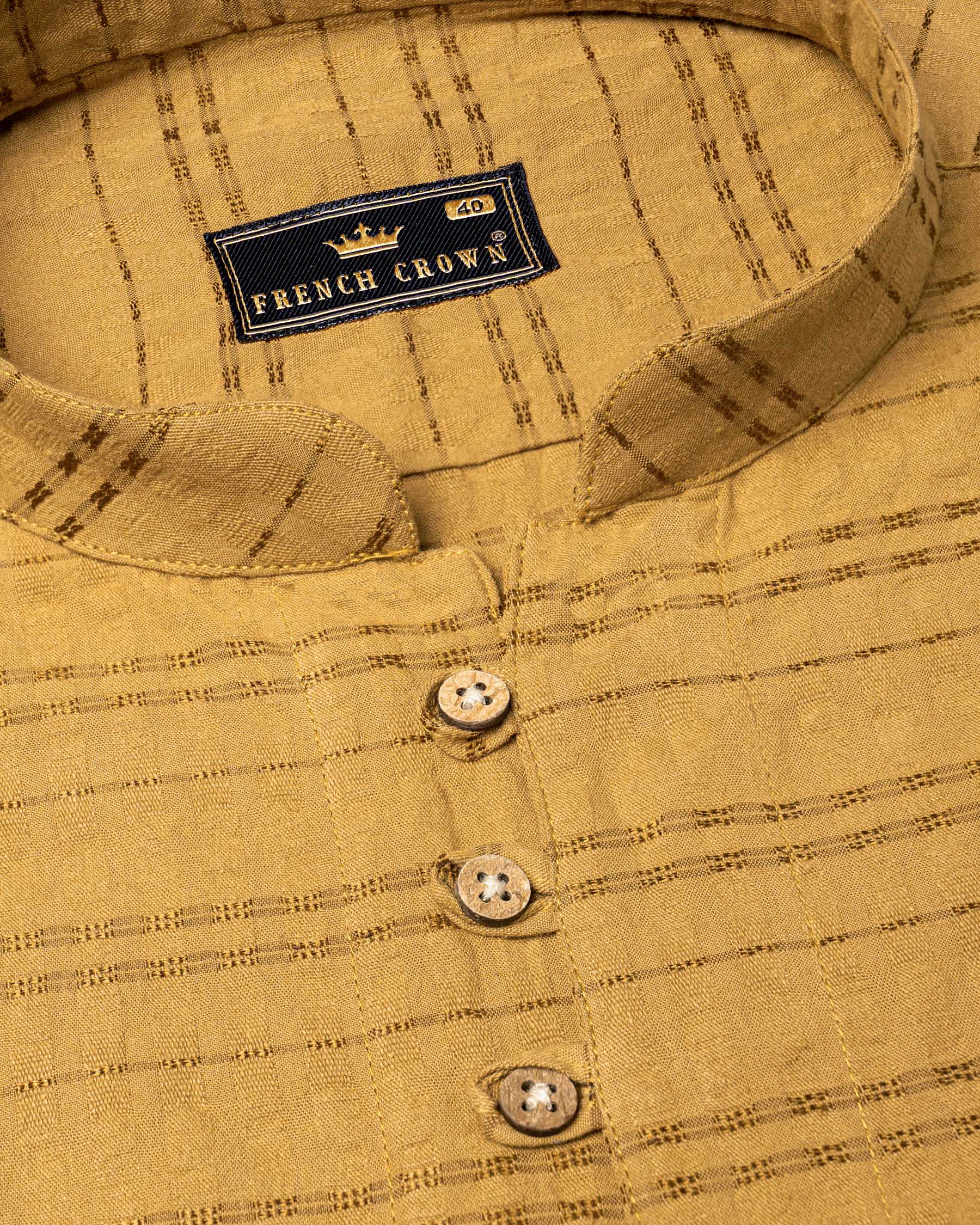Saffron Brown Striped Dobby Textured Premium Giza Cotton Kurta Shirt  7024-KS-38, 7024-KS-H-38, 7024-KS-39, 7024-KS-H-39, 7024-KS-40, 7024-KS-H-40, 7024-KS-42, 7024-KS-H-42, 7024-KS-44, 7024-KS-H-44, 7024-KS-46, 7024-KS-H-46, 7024-KS-48, 7024-KS-H-48, 7024-KS-50, 7024-KS-H-50, 7024-KS-52, 7024-KS-H-52