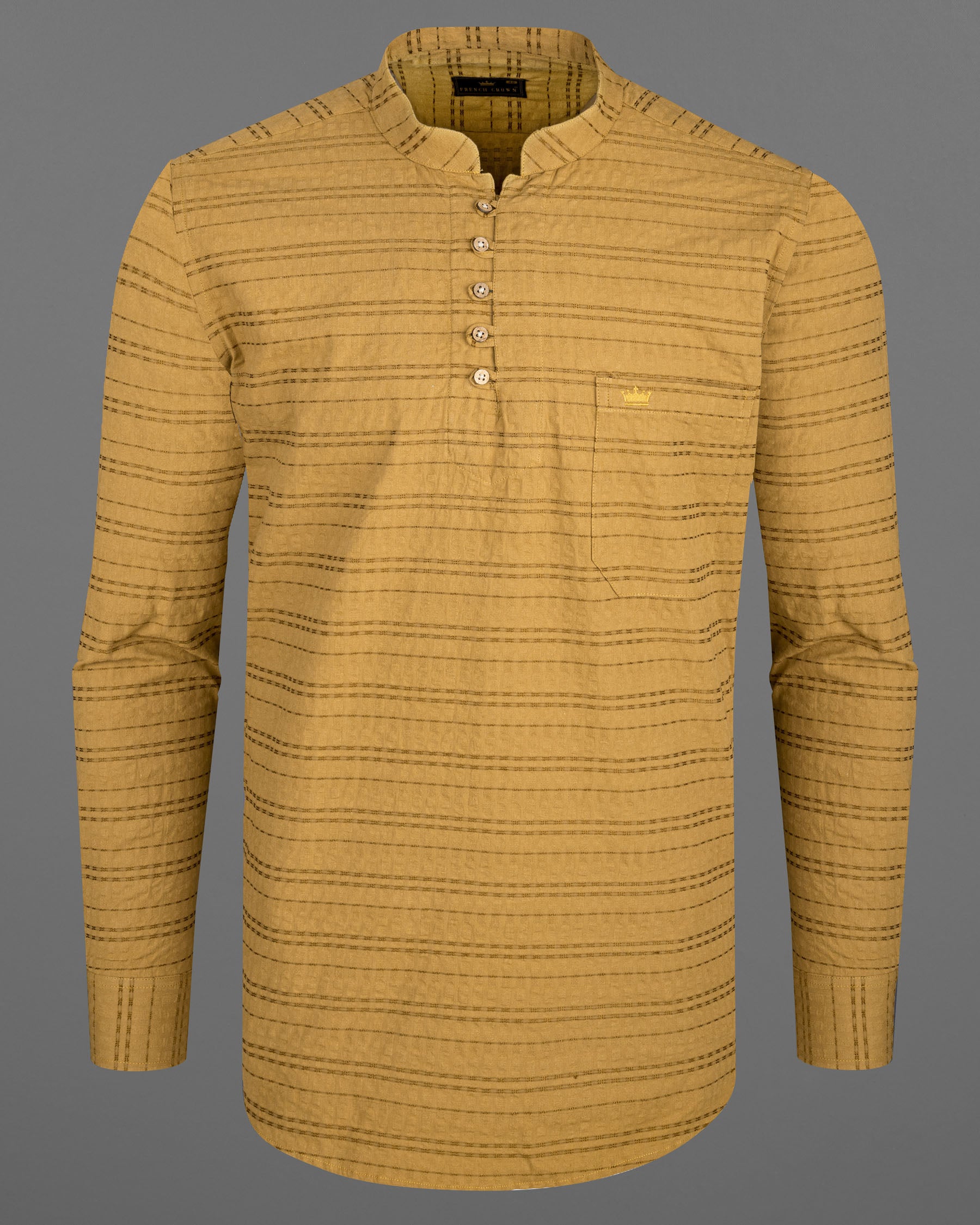 Saffron Brown Striped Dobby Textured Premium Giza Cotton Kurta Shirt  7024-KS-38, 7024-KS-H-38, 7024-KS-39, 7024-KS-H-39, 7024-KS-40, 7024-KS-H-40, 7024-KS-42, 7024-KS-H-42, 7024-KS-44, 7024-KS-H-44, 7024-KS-46, 7024-KS-H-46, 7024-KS-48, 7024-KS-H-48, 7024-KS-50, 7024-KS-H-50, 7024-KS-52, 7024-KS-H-52