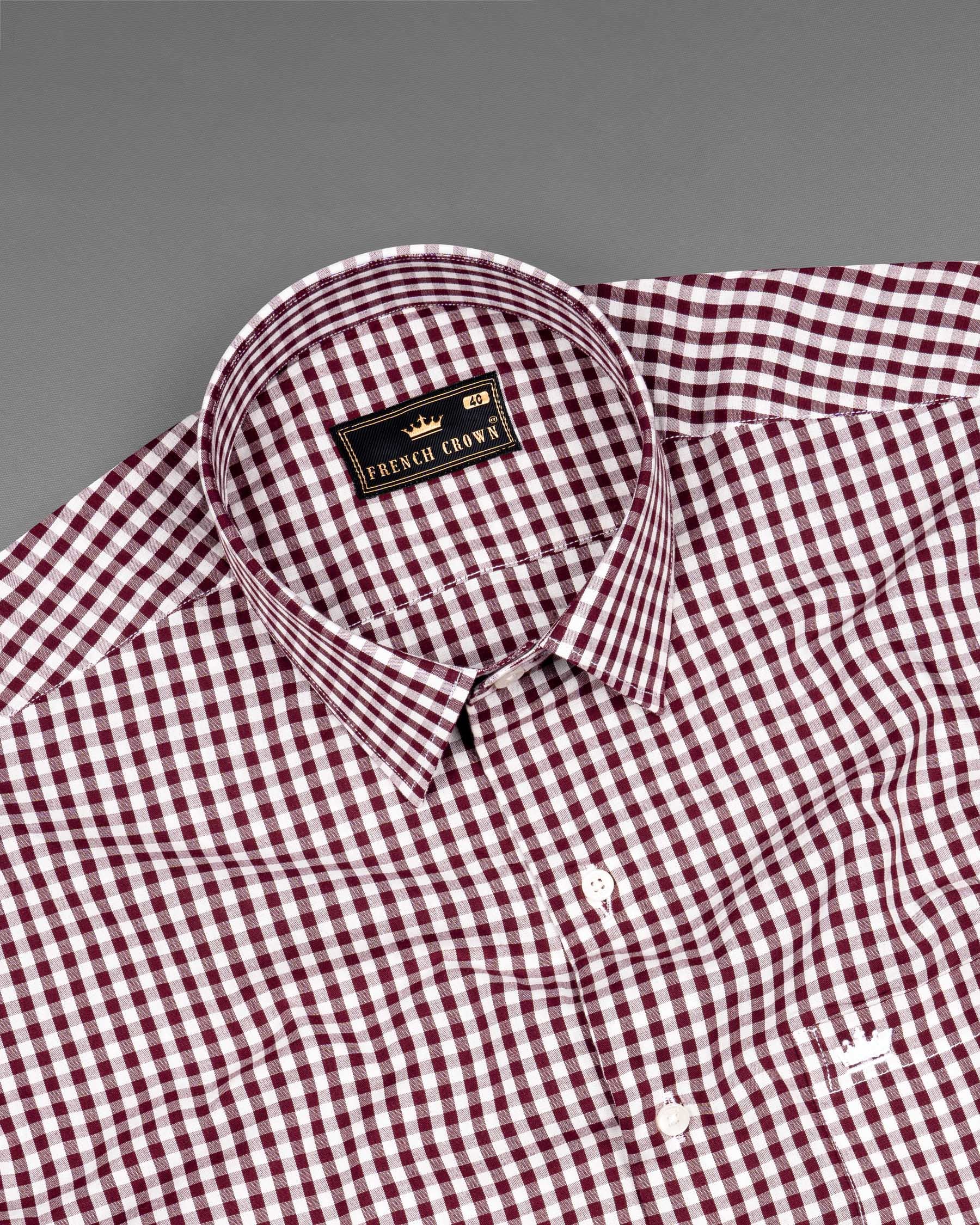 Persian Plum with Alabaster White Checkered Premium Cotton Shirt