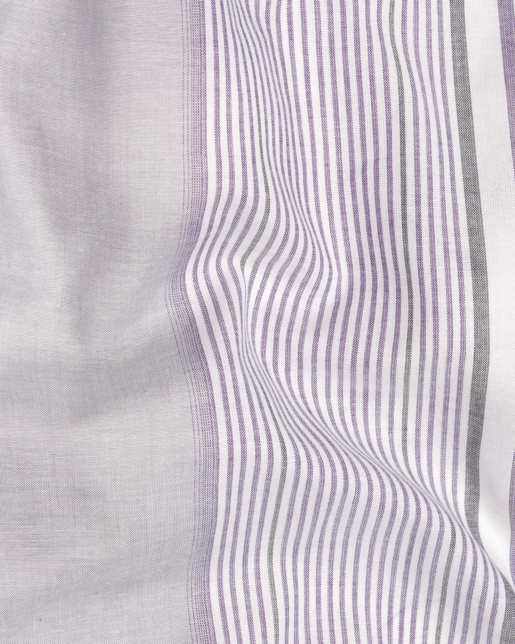 Celeste Gray with Opera Mauve Striped Premium Cotton Shirt
