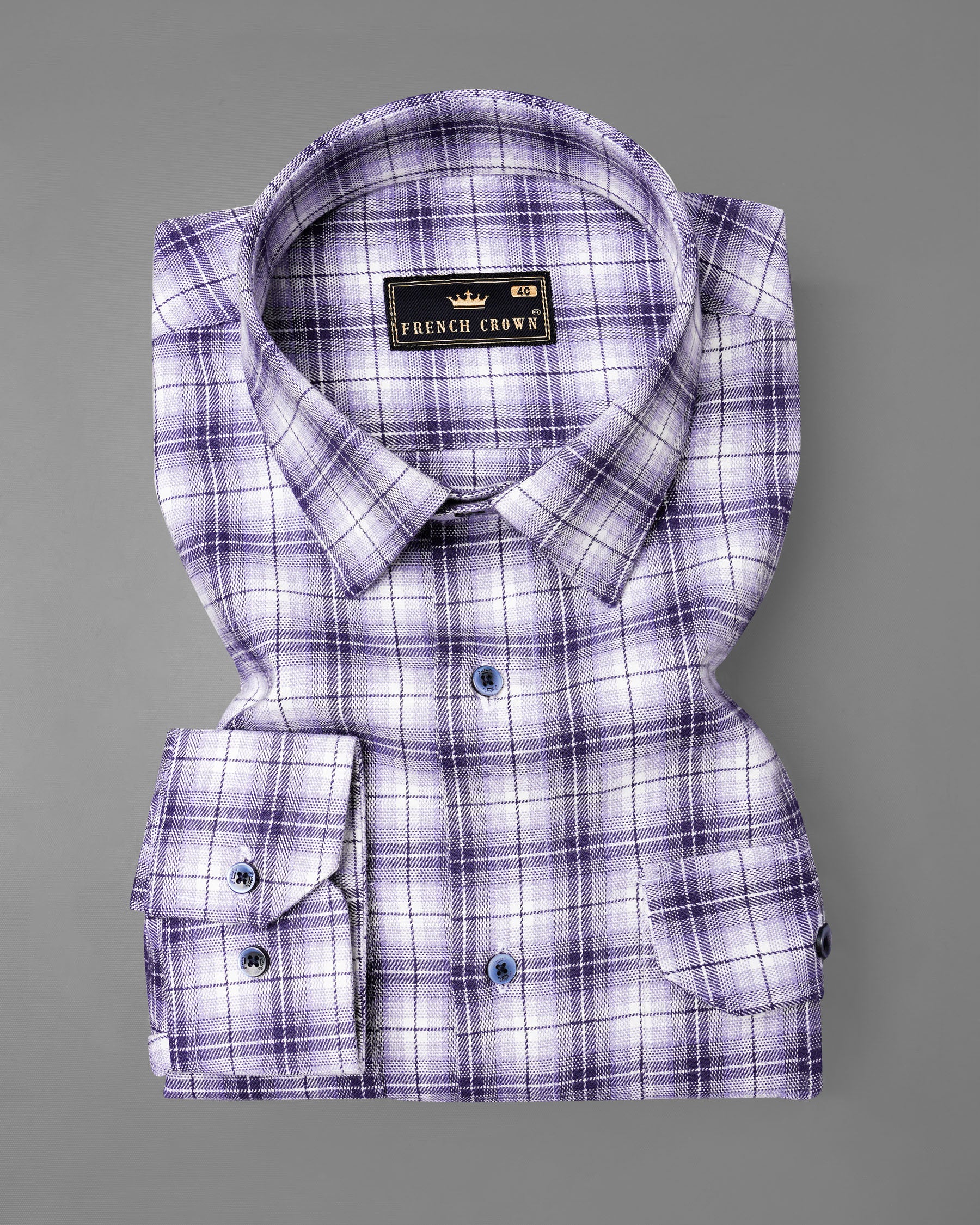 Manatee and white Plaid Oxford Royal Overshirt/Shacket