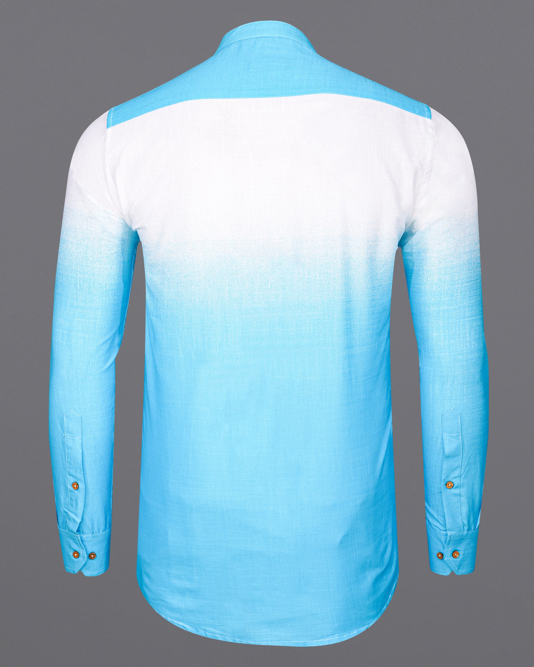 Turquoise Blue with Bright White Luxurious Linen Kurta Shirt