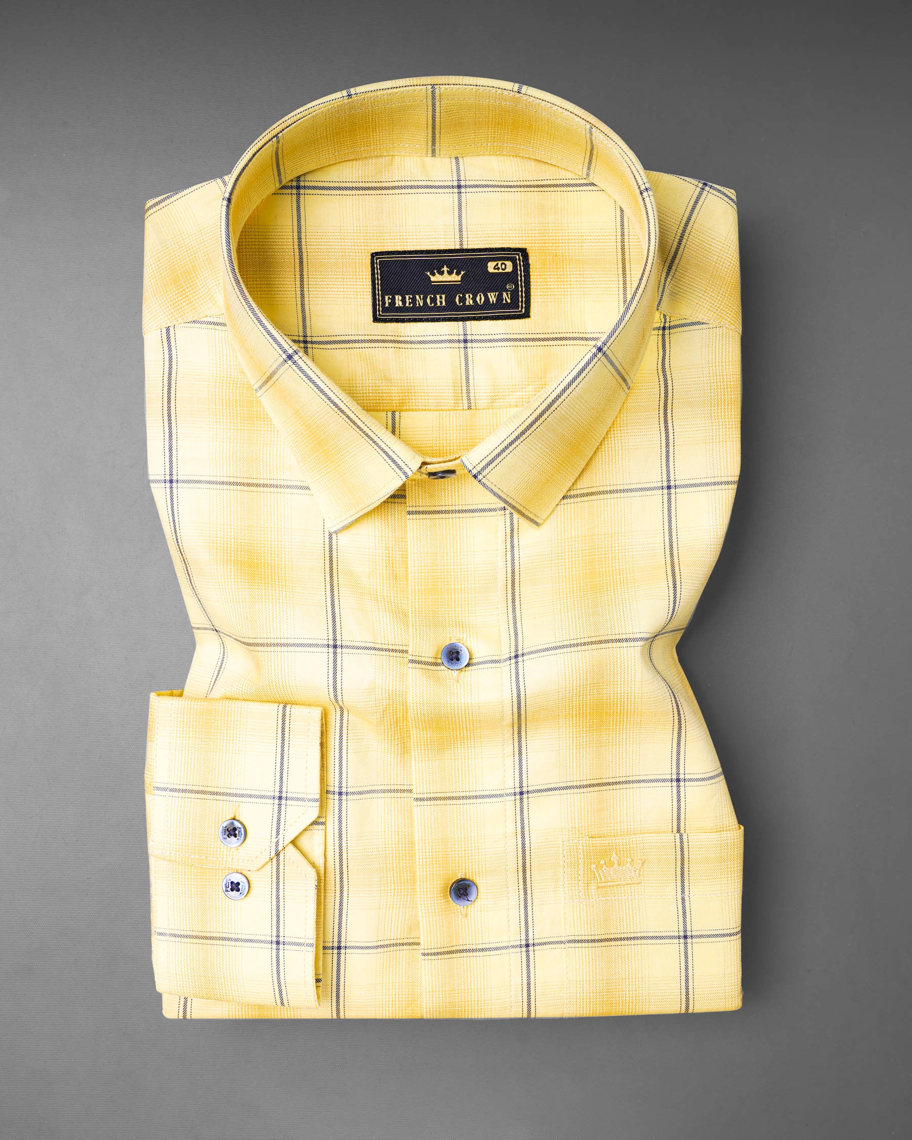 Ronchi Brown Windowpane Twill Premium Cotton Shirt
