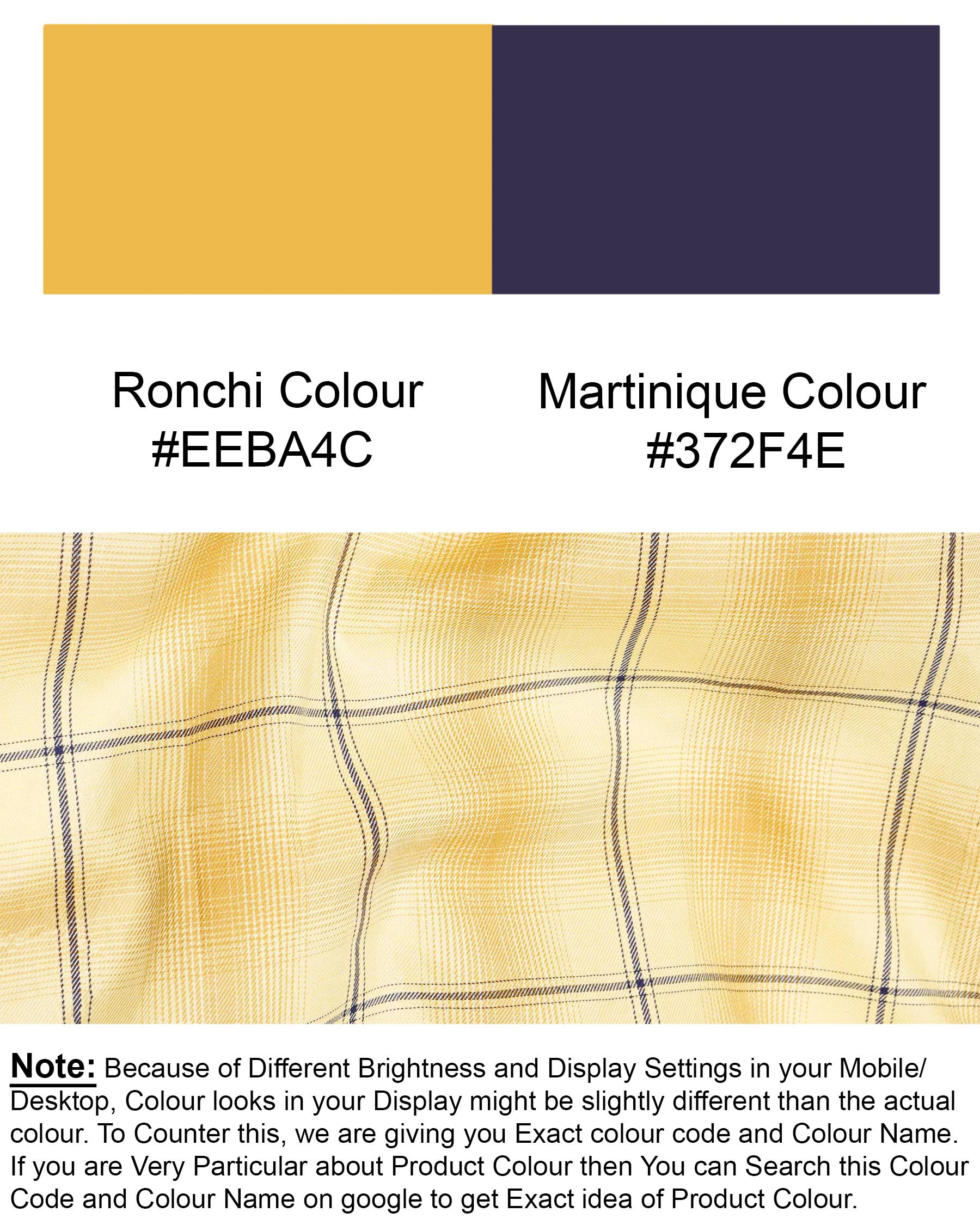 Ronchi Brown Windowpane Twill Premium Cotton Shirt