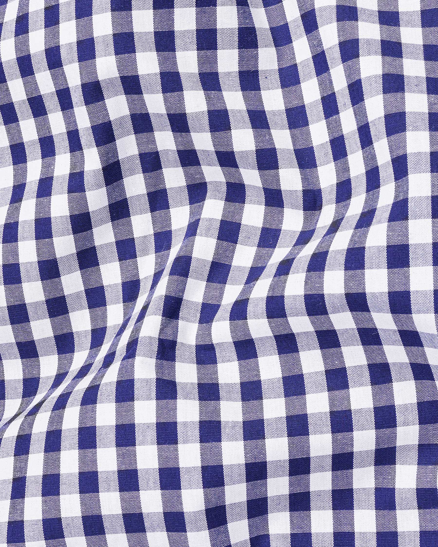 Meteorite Blue and White Checkered Premium Cotton Shirt
