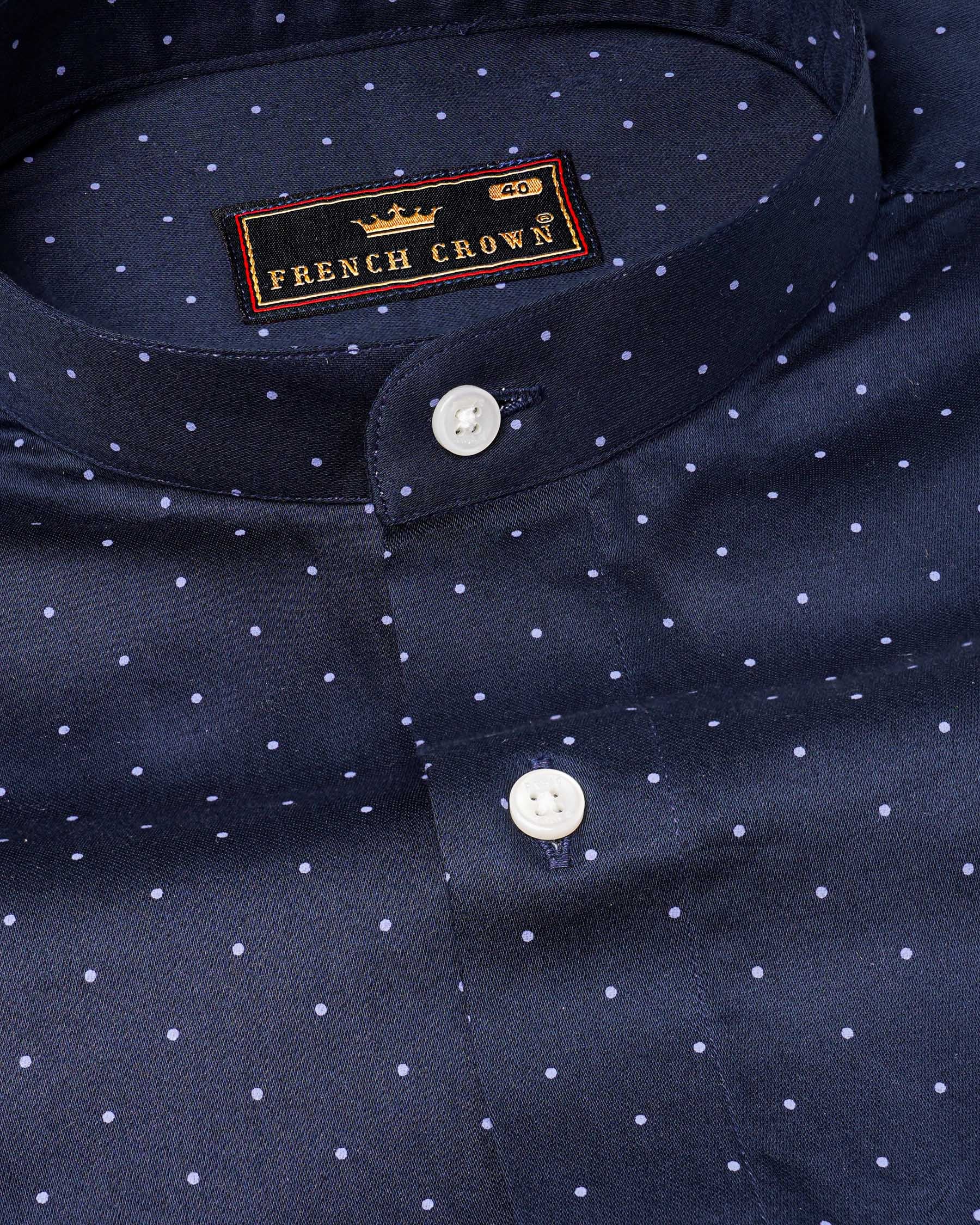 Ebony Clay Blue Polka Dots Printed Super Soft Premium Cotton Shirt