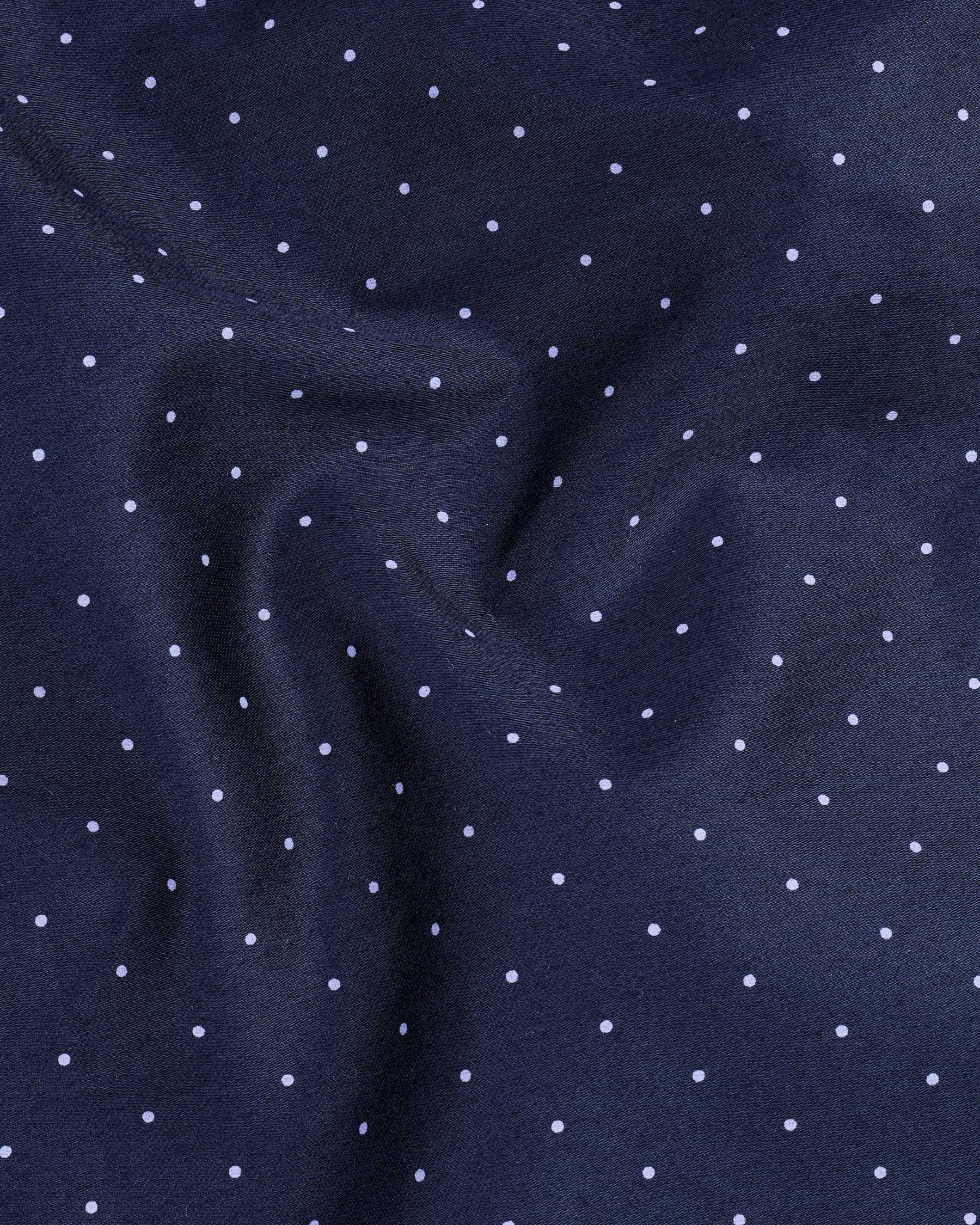Ebony Clay Blue Polka Dots Printed Super Soft Premium Cotton Shirt