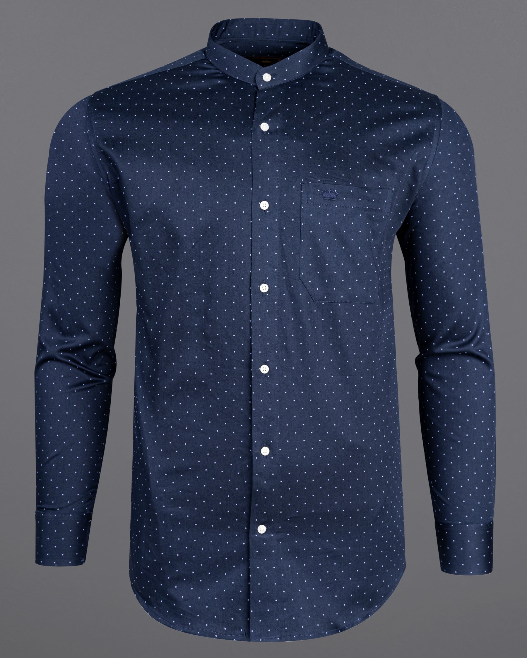 Ebony Clay Blue Polka Dots Printed Super Soft Premium Cotton Shirt