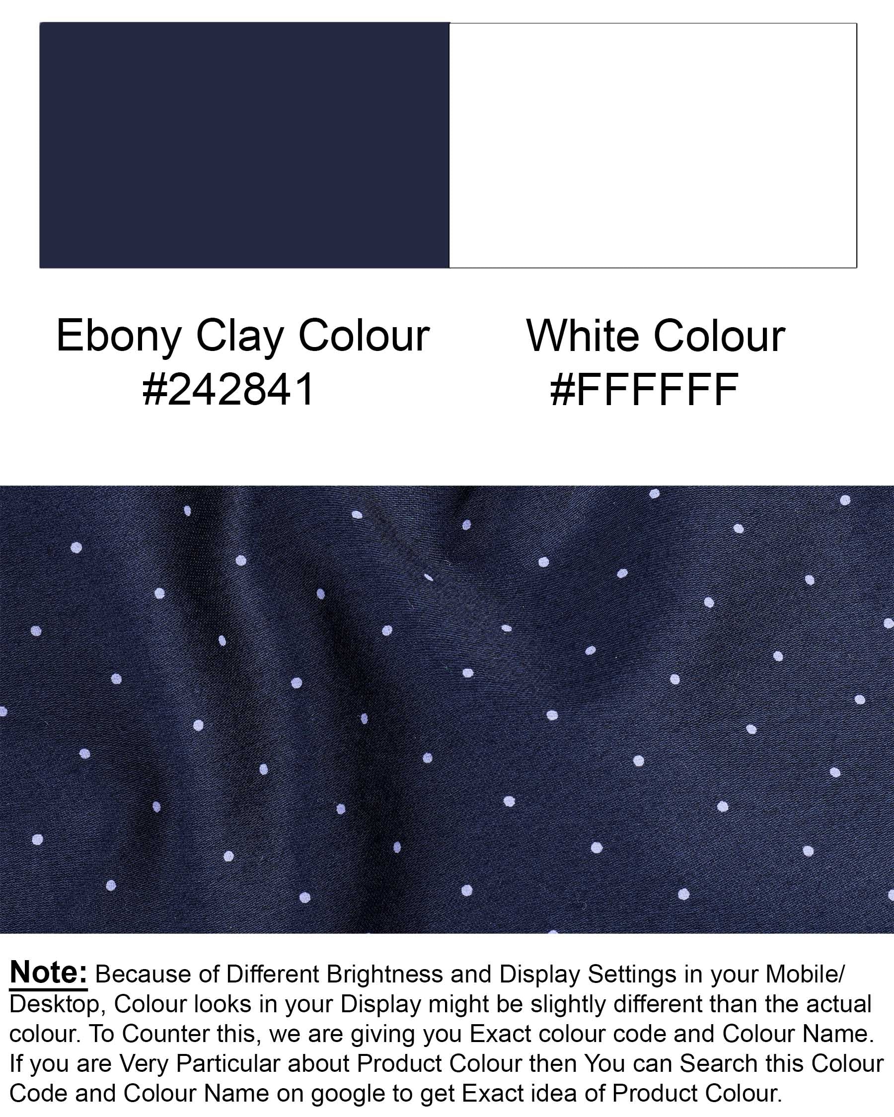 Ebony Clay Blue Polka Dots Printed Super Soft Premium Cotton Shirt