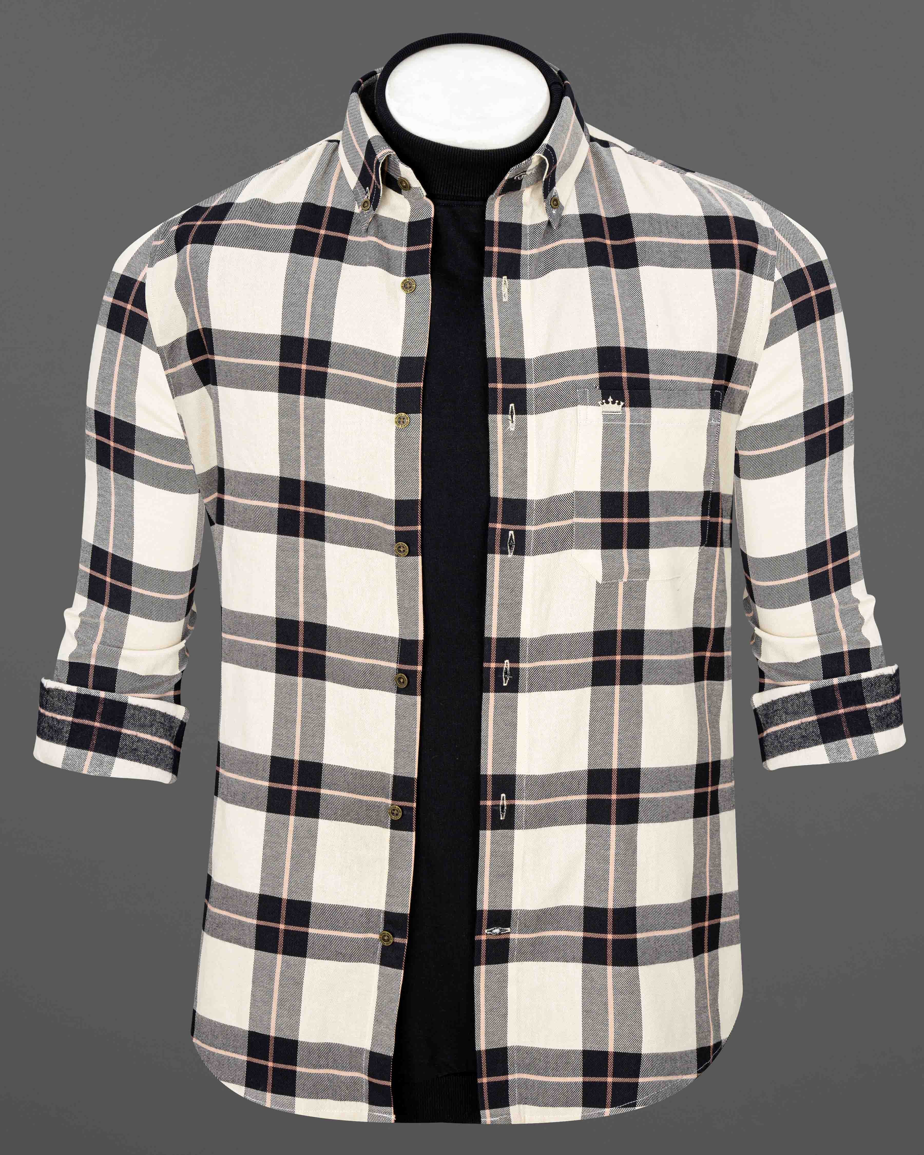 Albescent Twill Plaid Premium Cotton Shirt