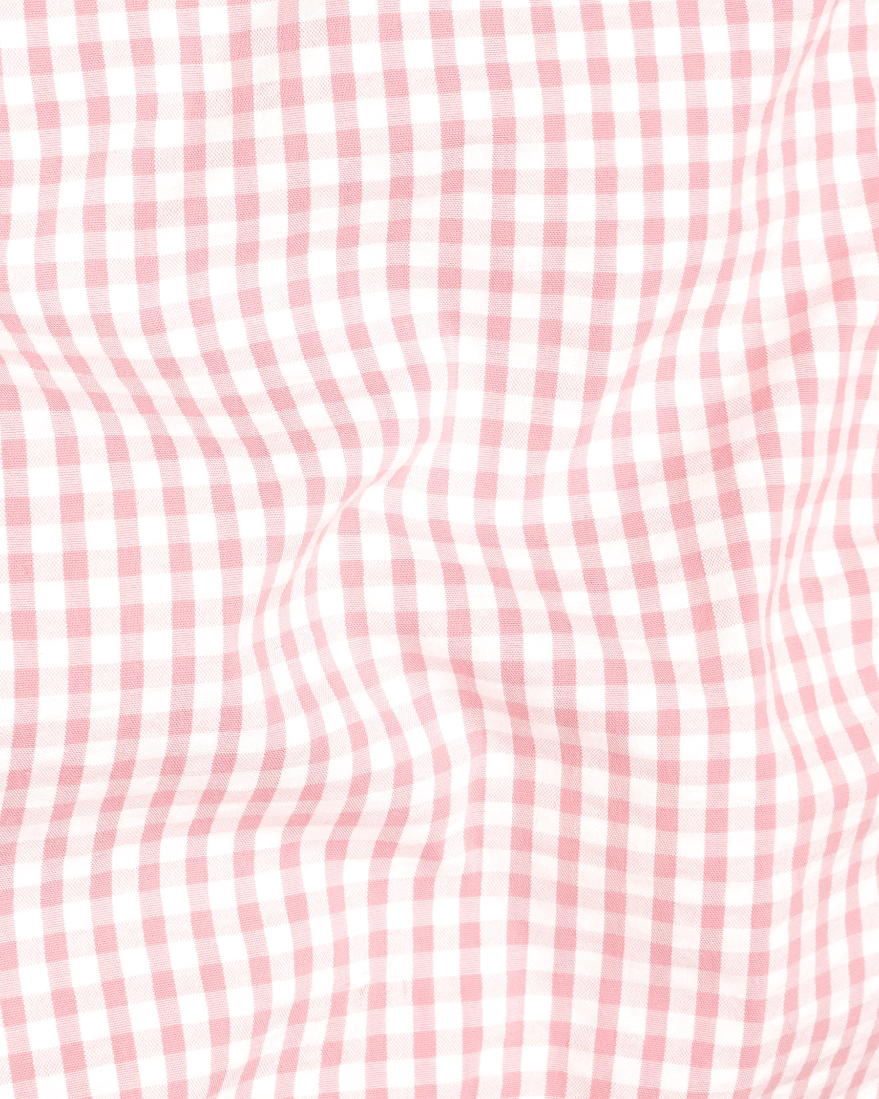 Cherry Blossom Pink and White Gingham Checkered Seersucker Shirt