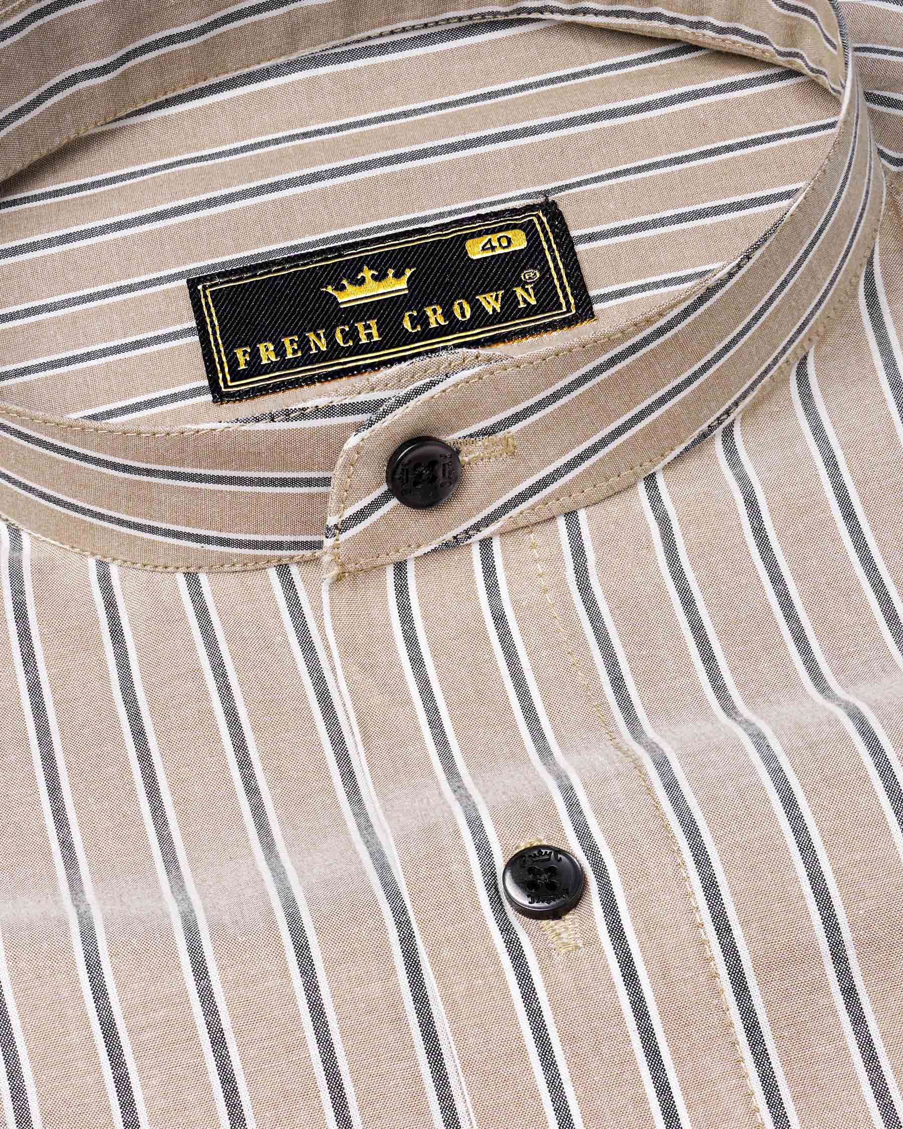 Eagle Brown Striped Premium Cotton Shirt