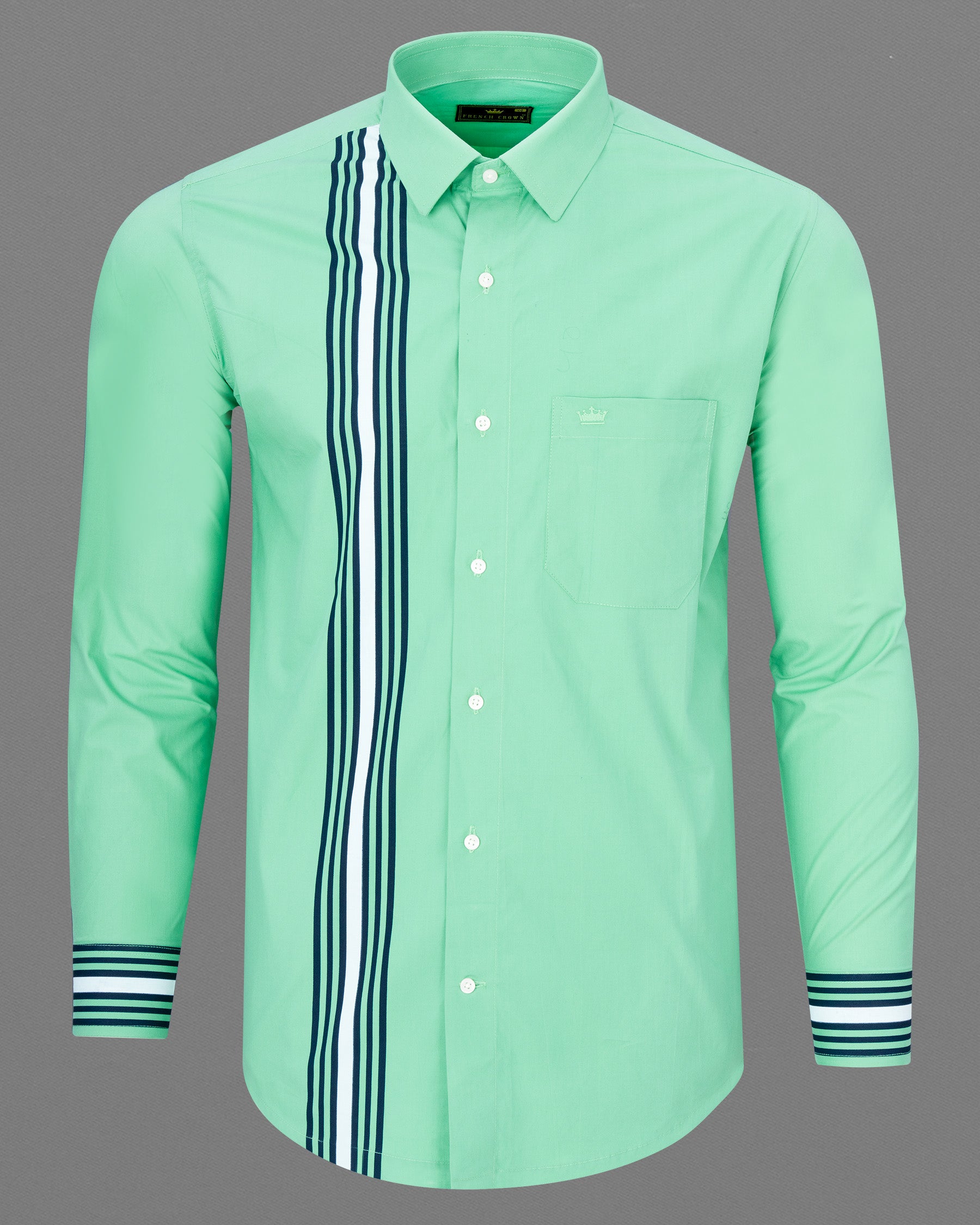 Bermuda Green with Striped Premium Cotton Shirt 7394-38,7394-38,7394-39,7394-39,7394-40,7394-40,7394-42,7394-42,7394-44,7394-44,7394-46,7394-46,7394-48,7394-48,7394-50,7394-50,7394-52,7394-52