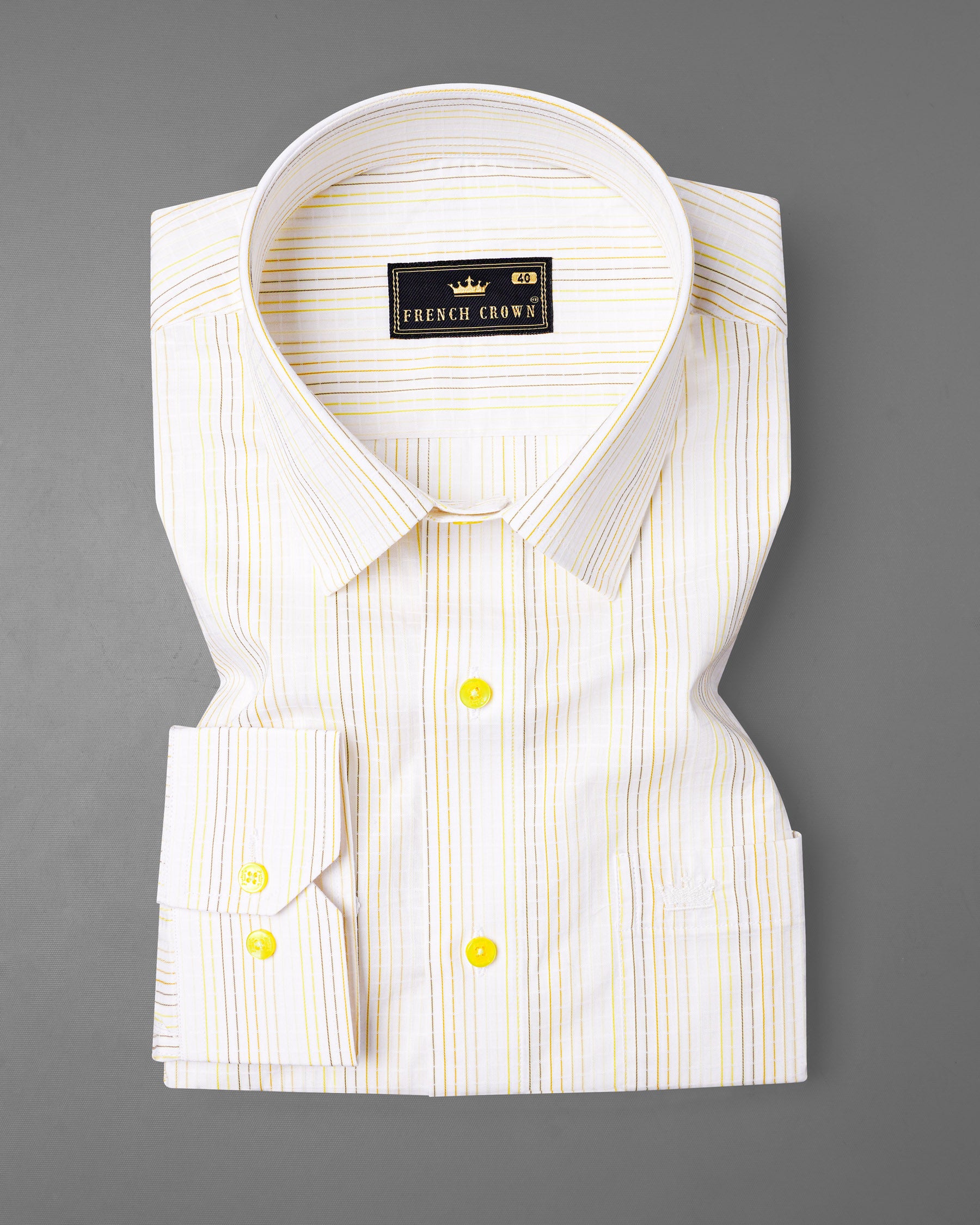 Off White with yellow Striped Dobby Textured Premium Giza Cotton Shirt 7459-YL-38, 7459-YL-H-38, 7459-YL-39, 7459-YL-H-39, 7459-YL-40, 7459-YL-H-40, 7459-YL-42, 7459-YL-H-42, 7459-YL-44, 7459-YL-H-44, 7459-YL-46, 7459-YL-H-46, 7459-YL-48, 7459-YL-H-48, 7459-YL-50, 7459-YL-H-50, 7459-YL-52, 7459-YL-H-52