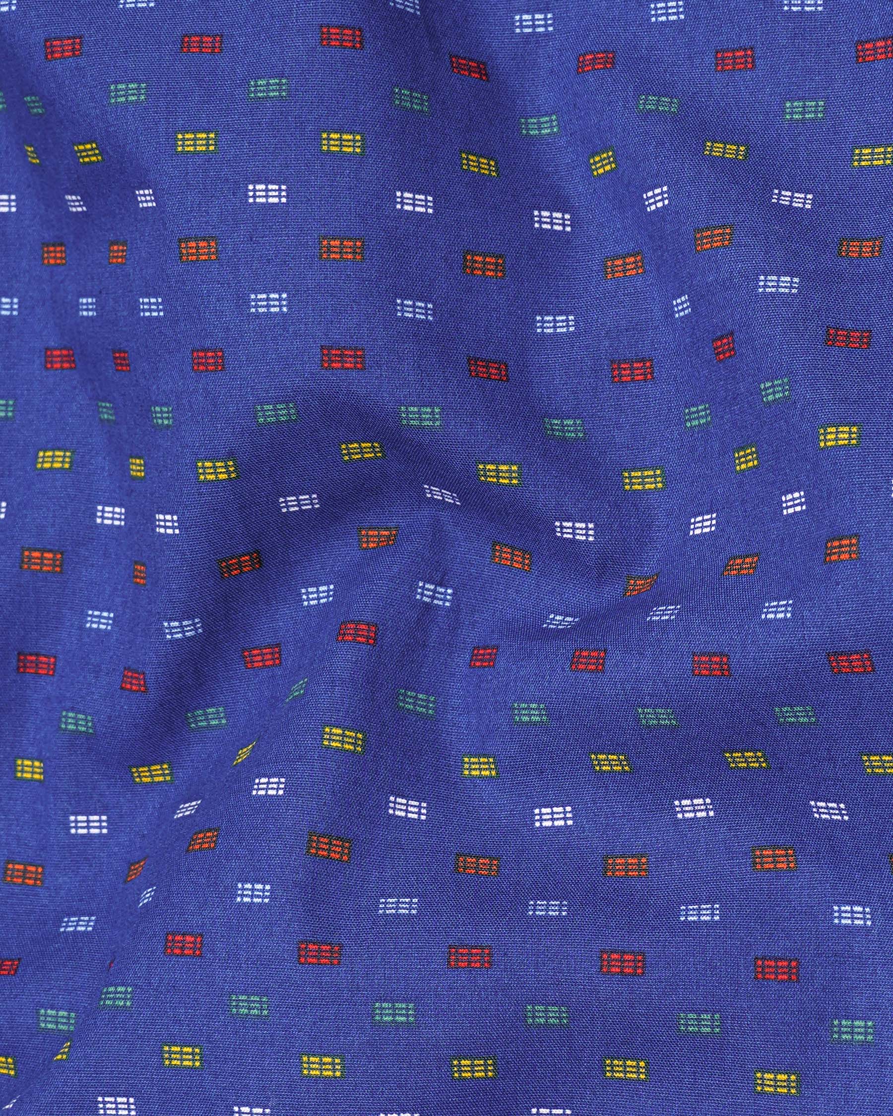 Chambray Blue with Multicolour Printed Premium Cotton Shirt  7466-38, 7466-H-38, 7466-39, 7466-H-39, 7466-40, 7466-H-40, 7466-42, 7466-H-42, 7466-44, 7466-H-44, 7466-46, 7466-H-46, 7466-48, 7466-H-48, 7466-50, 7466-H-50, 7466-52, 7466-H-52