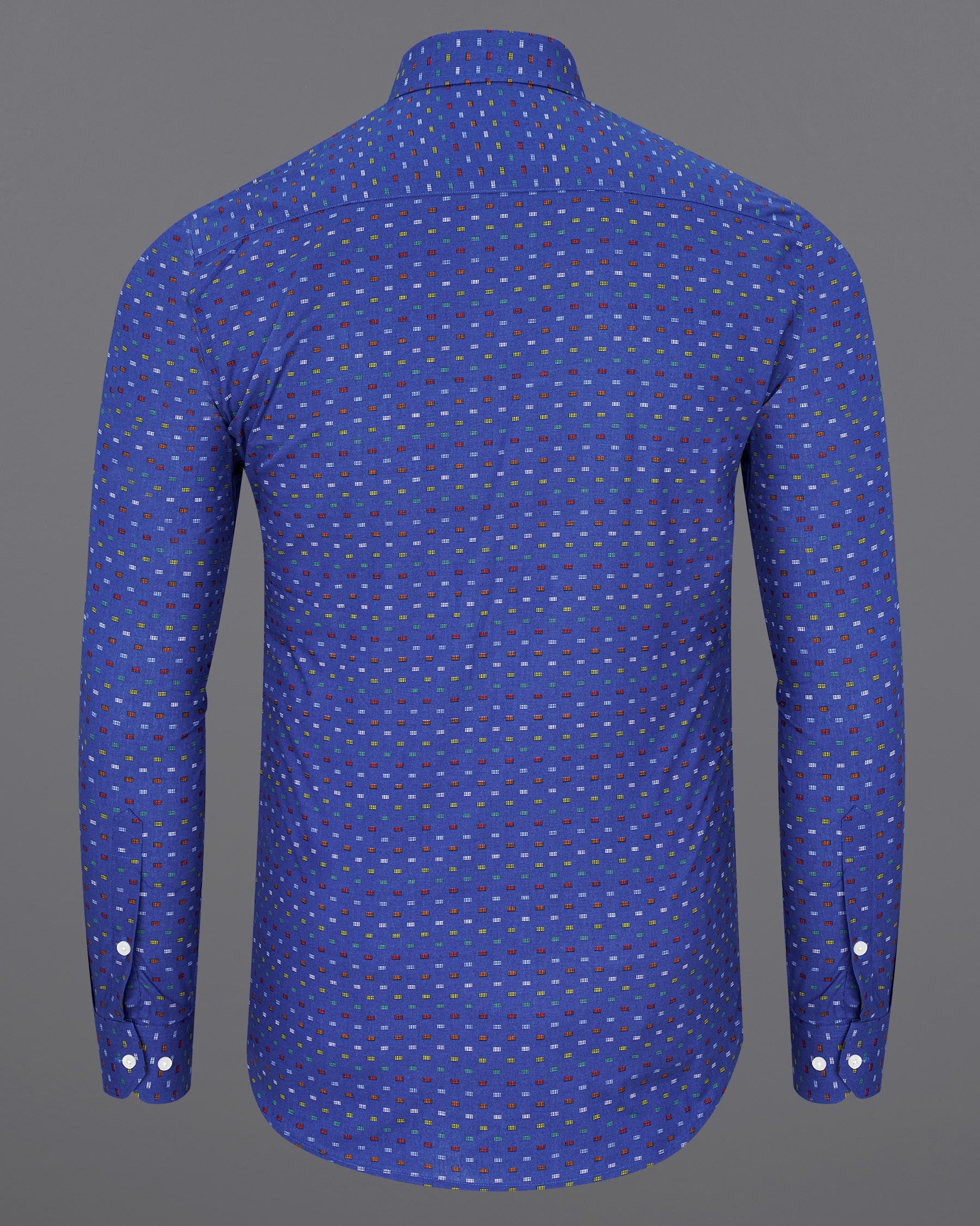 Chambray Blue with Multicolour Printed Premium Cotton Shirt  7466-38, 7466-H-38, 7466-39, 7466-H-39, 7466-40, 7466-H-40, 7466-42, 7466-H-42, 7466-44, 7466-H-44, 7466-46, 7466-H-46, 7466-48, 7466-H-48, 7466-50, 7466-H-50, 7466-52, 7466-H-52