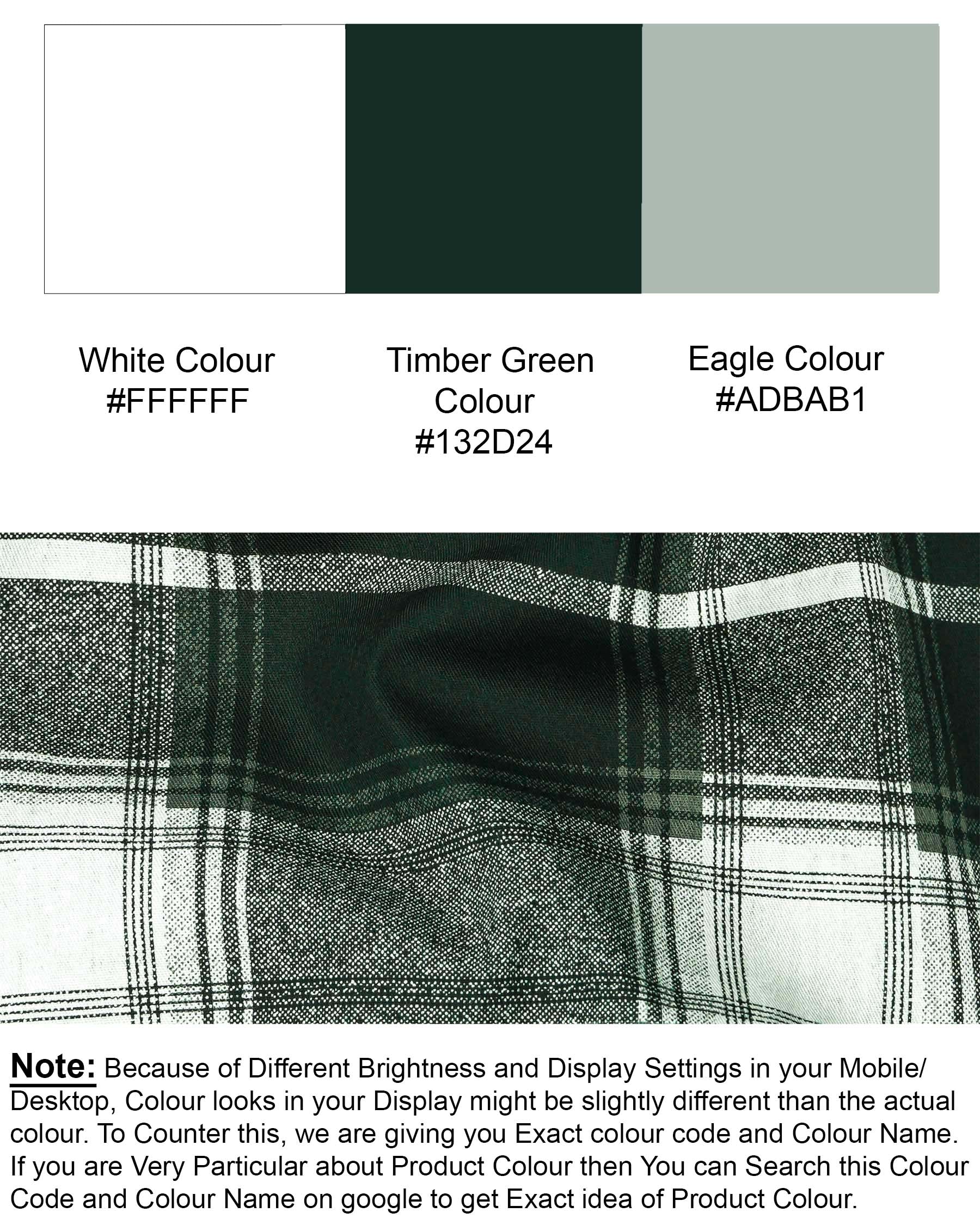 Timber Green with Bright White Twill Plaid Premium Cotton Shirt 7467-38, 7467-H-38, 7467-39, 7467-H-39, 7467-40, 7467-H-40, 7467-42, 7467-H-42, 7467-44, 7467-H-44, 7467-46, 7467-H-46, 7467-48, 7467-H-48, 7467-50, 7467-H-50, 7467-52, 7467-H-52