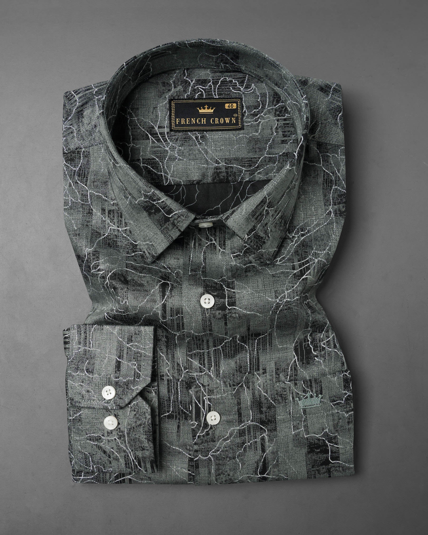 Dark Slate Gray Floral Printed Super Soft Premium Cotton Shirt 7482-38, 7482-H-38, 7482-39, 7482-H-39, 7482-40, 7482-H-40, 7482-42, 7482-H-42, 7482-44, 7482-H-44, 7482-46, 7482-H-46, 7482-48, 7482-H-48, 7482-50, 7482-H-50, 7482-52, 7482-H-52