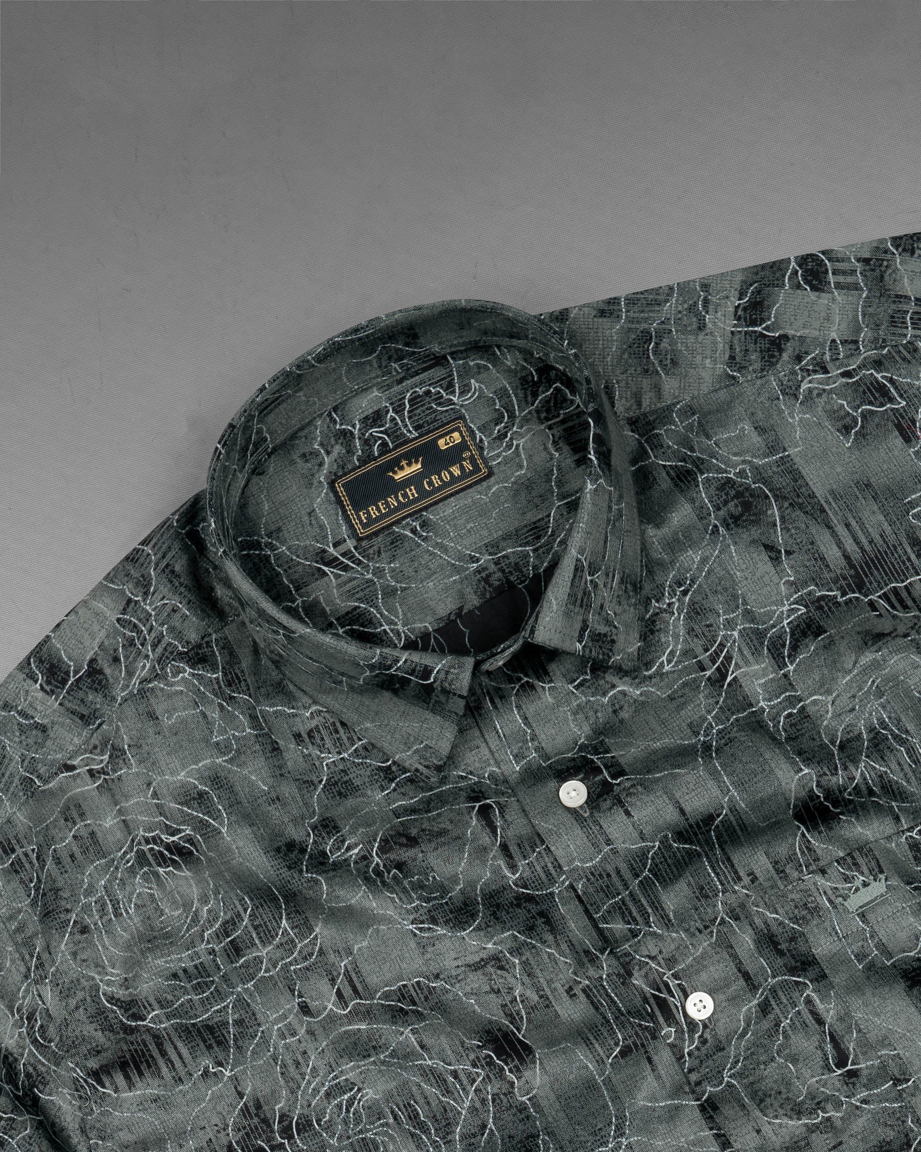 Dark Slate Gray Floral Printed Super Soft Premium Cotton Shirt 7482-38, 7482-H-38, 7482-39, 7482-H-39, 7482-40, 7482-H-40, 7482-42, 7482-H-42, 7482-44, 7482-H-44, 7482-46, 7482-H-46, 7482-48, 7482-H-48, 7482-50, 7482-H-50, 7482-52, 7482-H-52