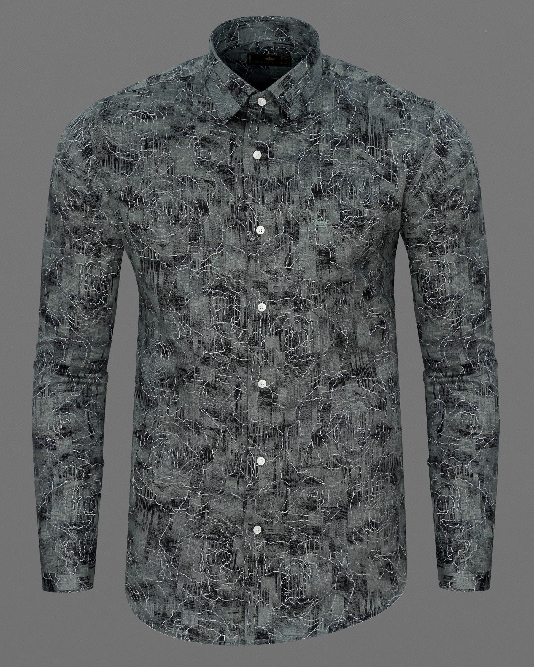 Dark Slate Gray Floral Printed Super Soft Premium Cotton Shirt 7482-38, 7482-H-38, 7482-39, 7482-H-39, 7482-40, 7482-H-40, 7482-42, 7482-H-42, 7482-44, 7482-H-44, 7482-46, 7482-H-46, 7482-48, 7482-H-48, 7482-50, 7482-H-50, 7482-52, 7482-H-52