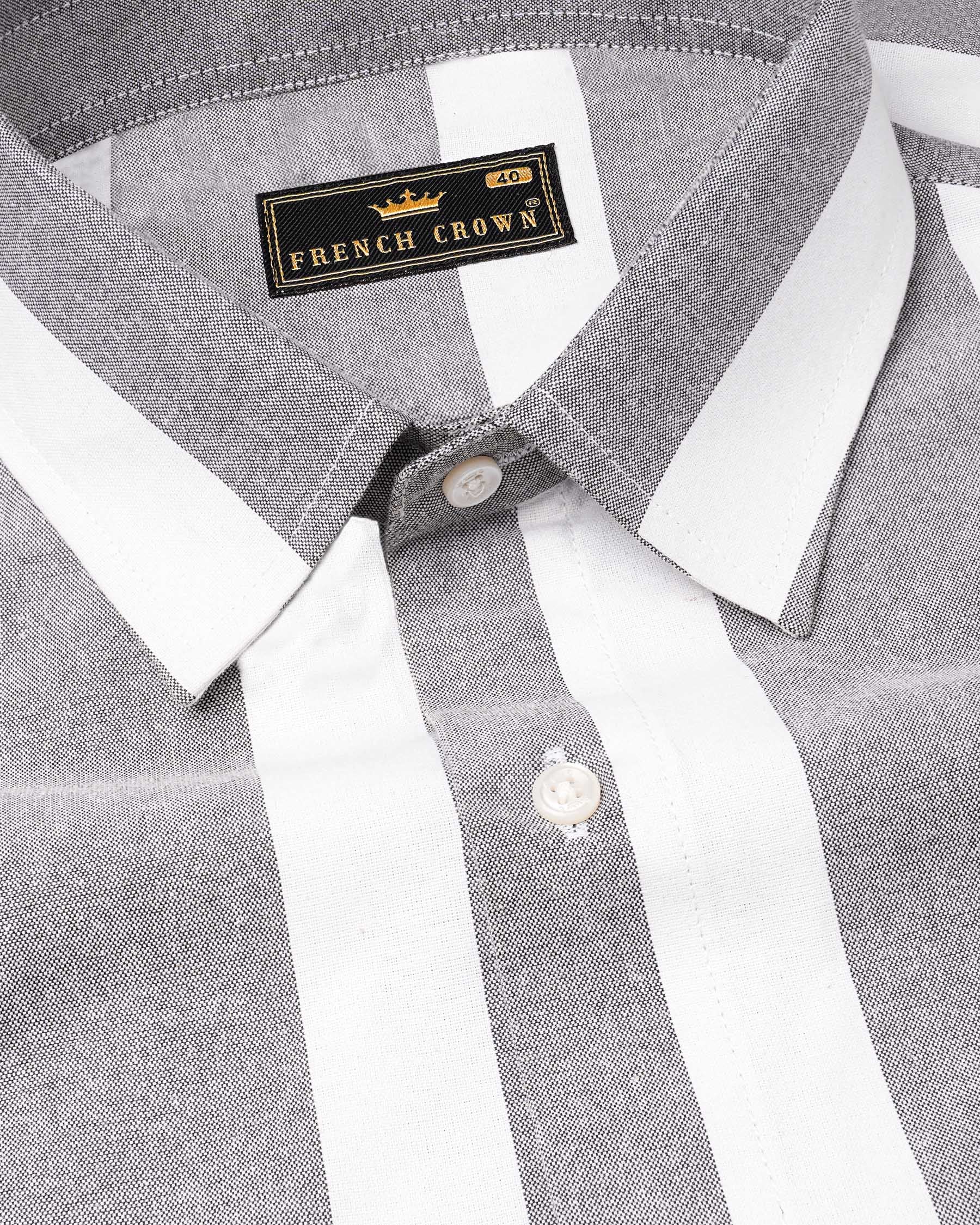 TruClothing Men's White Retro Blinders Removable Nehru Collar Striped Collarless Shirt S