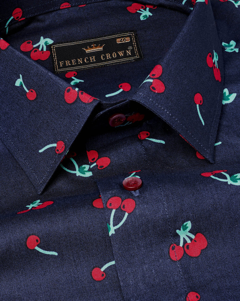 Licorice Blue Cherries Printed Premium Cotton Shirt 7527-MN-38, 7527-MN-H-38, 7527-MN-39, 7527-MN-H-39, 7527-MN-40, 7527-MN-H-40, 7527-MN-42, 7527-MN-H-42, 7527-MN-44, 7527-MN-H-44, 7527-MN-46, 7527-MN-H-46, 7527-MN-48, 7527-MN-H-48, 7527-MN-50, 7527-MN-H-50, 7527-MN-52, 7527-MN-H-52