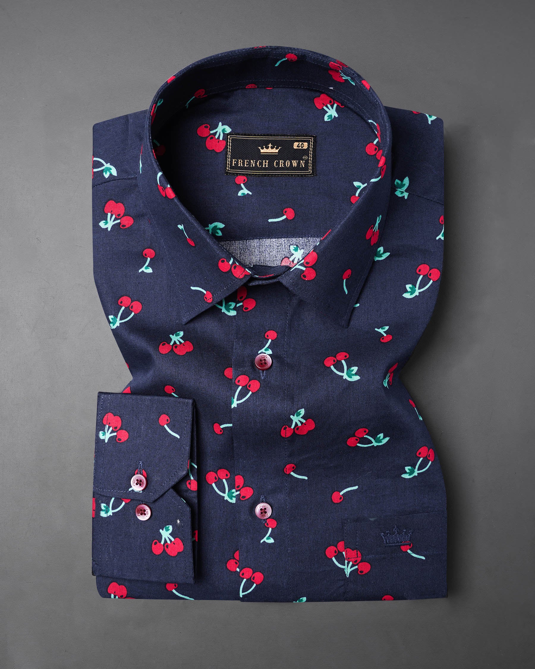 Licorice Blue Cherries Printed Premium Cotton Shirt 7527-MN-38, 7527-MN-H-38, 7527-MN-39, 7527-MN-H-39, 7527-MN-40, 7527-MN-H-40, 7527-MN-42, 7527-MN-H-42, 7527-MN-44, 7527-MN-H-44, 7527-MN-46, 7527-MN-H-46, 7527-MN-48, 7527-MN-H-48, 7527-MN-50, 7527-MN-H-50, 7527-MN-52, 7527-MN-H-52
