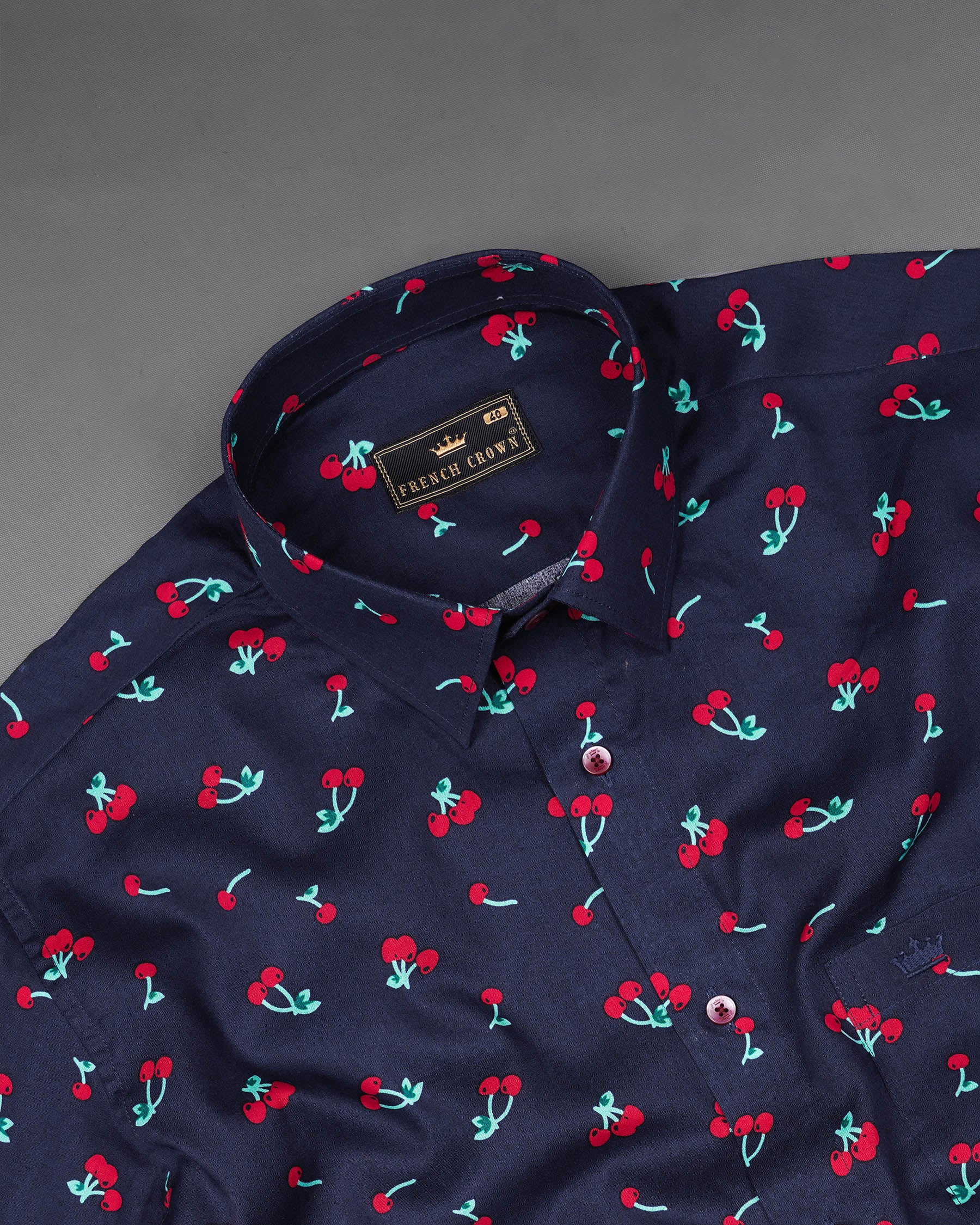 Licorice Blue Cherries Printed Premium Cotton Shirt 7527-MN-38, 7527-MN-H-38, 7527-MN-39, 7527-MN-H-39, 7527-MN-40, 7527-MN-H-40, 7527-MN-42, 7527-MN-H-42, 7527-MN-44, 7527-MN-H-44, 7527-MN-46, 7527-MN-H-46, 7527-MN-48, 7527-MN-H-48, 7527-MN-50, 7527-MN-H-50, 7527-MN-52, 7527-MN-H-52