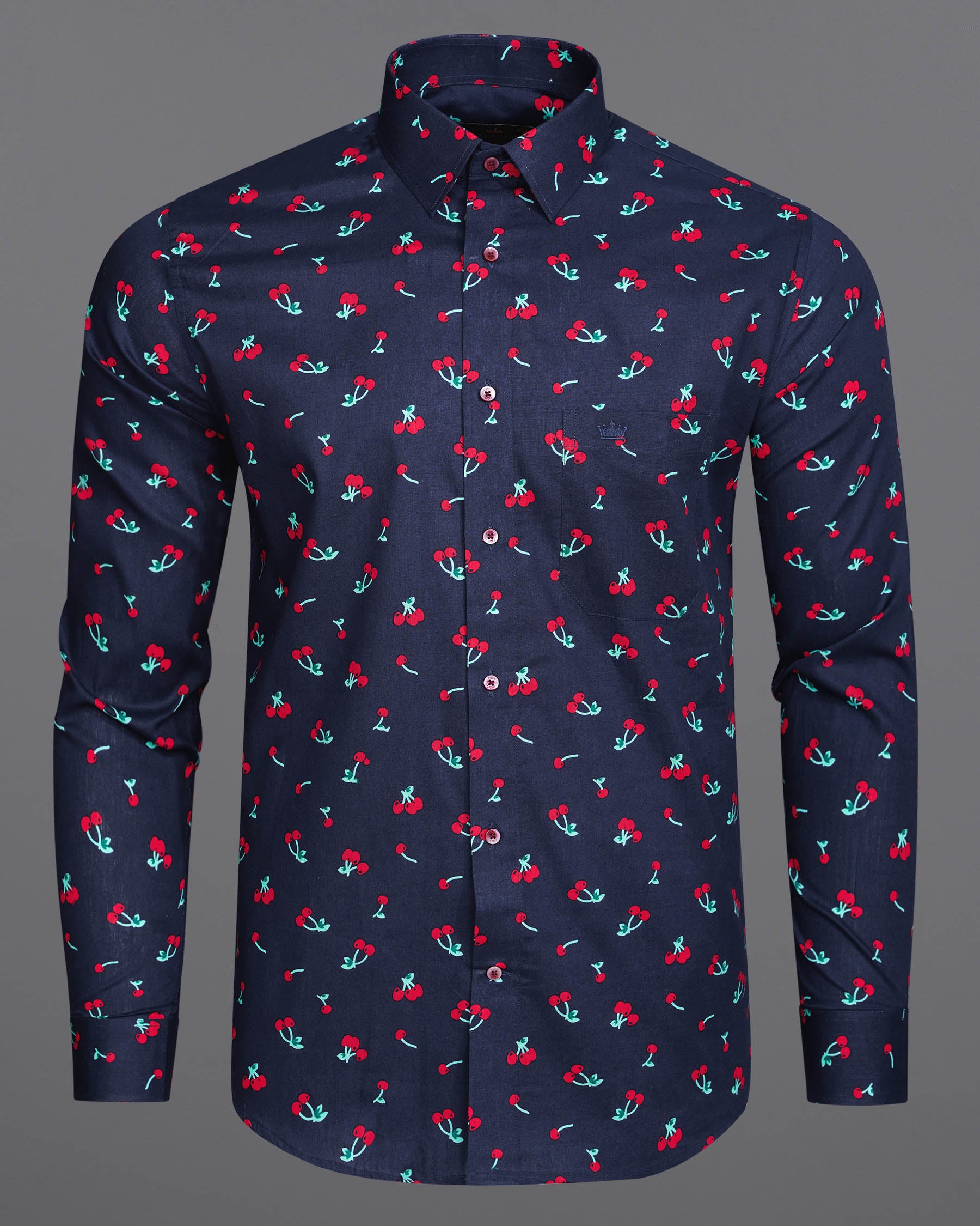 Licorice Blue Cherries Printed Premium Cotton Shirt 7527-MN-38, 7527-MN-H-38, 7527-MN-39, 7527-MN-H-39, 7527-MN-40, 7527-MN-H-40, 7527-MN-42, 7527-MN-H-42, 7527-MN-44, 7527-MN-H-44, 7527-MN-46, 7527-MN-H-46, 7527-MN-48, 7527-MN-H-48, 7527-MN-50, 7527-MN-H-50, 7527-MN-52, 7527-MN-H-52