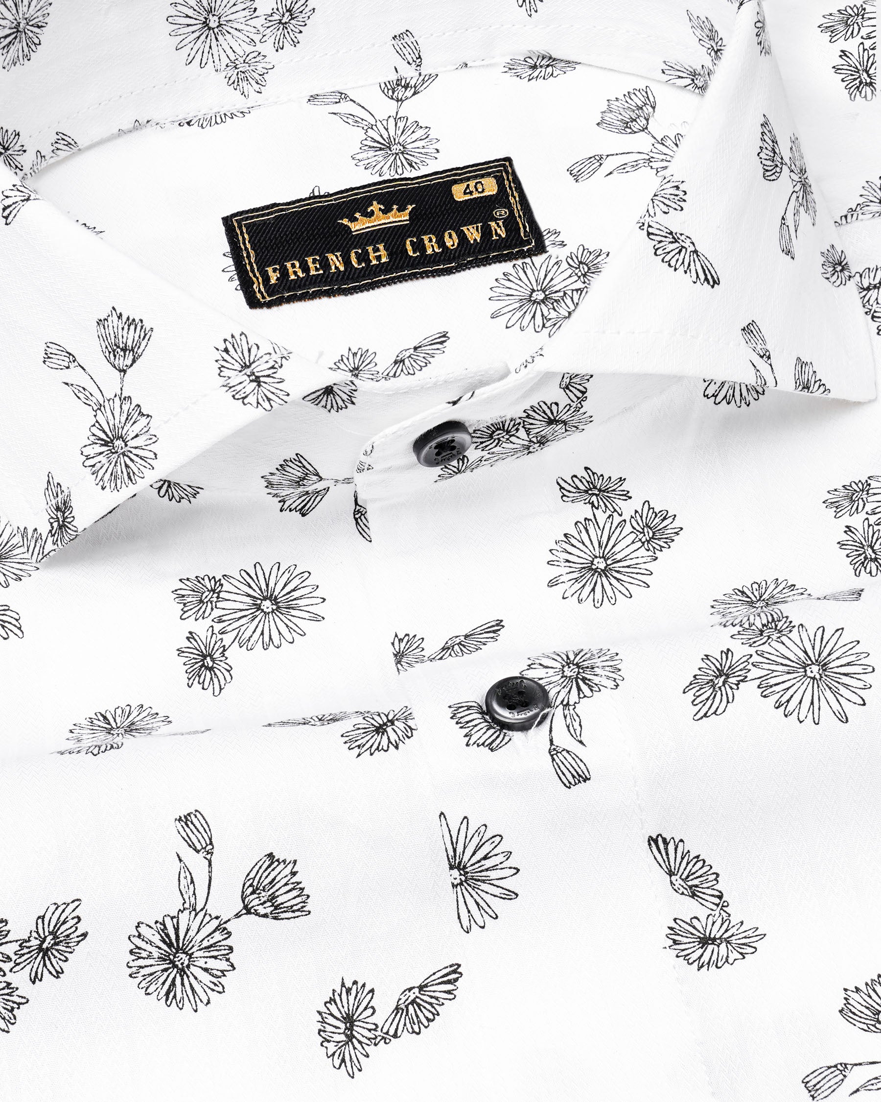 Bright White with Black Floral Dobby Textured Premium Giza Cotton Shirt 7533-CA-BLK-38, 7533-CA-BLK-H-38, 7533-CA-BLK-39, 7533-CA-BLK-H-39, 7533-CA-BLK-40, 7533-CA-BLK-H-40, 7533-CA-BLK-42, 7533-CA-BLK-H-42, 7533-CA-BLK-44, 7533-CA-BLK-H-44, 7533-CA-BLK-46, 7533-CA-BLK-H-46, 7533-CA-BLK-48, 7533-CA-BLK-H-48, 7533-CA-BLK-50, 7533-CA-BLK-H-50, 7533-CA-BLK-52, 7533-CA-BLK-H-52