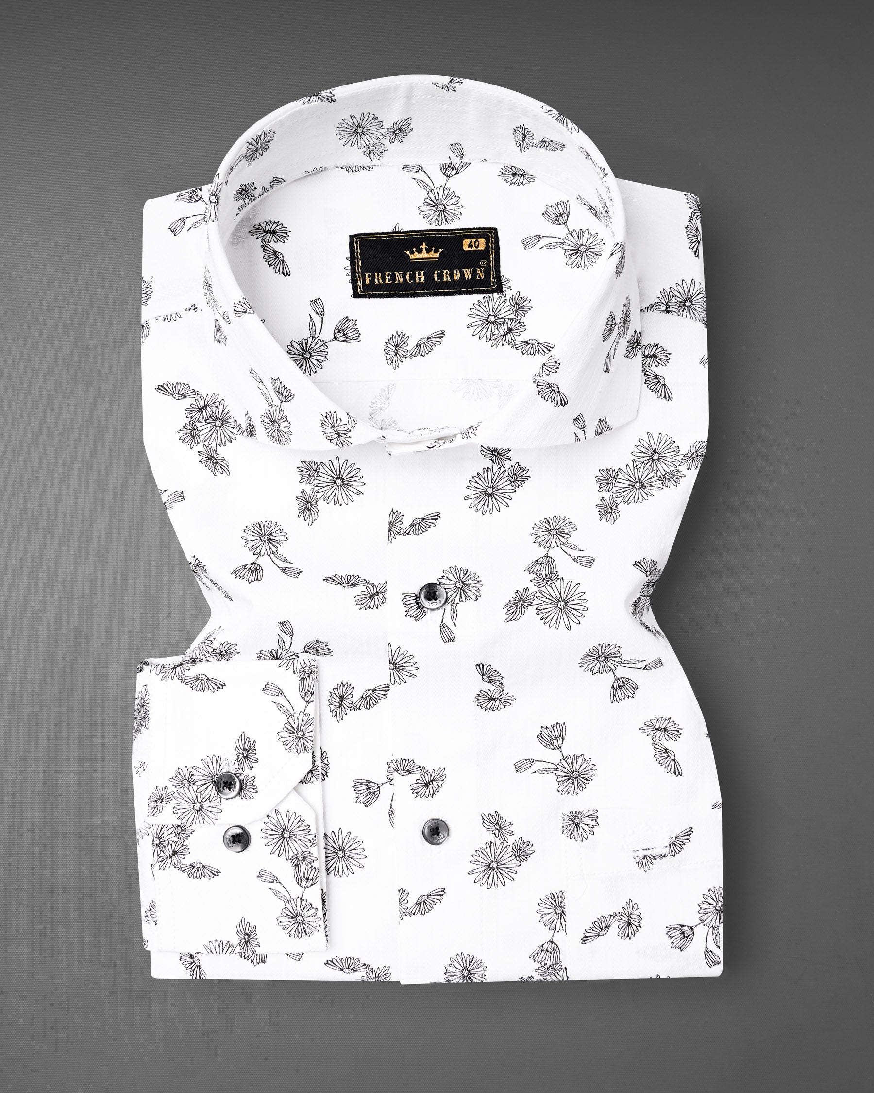 Bright White with Black Floral Dobby Textured Premium Giza Cotton Shirt 7533-CA-BLK-38, 7533-CA-BLK-H-38, 7533-CA-BLK-39, 7533-CA-BLK-H-39, 7533-CA-BLK-40, 7533-CA-BLK-H-40, 7533-CA-BLK-42, 7533-CA-BLK-H-42, 7533-CA-BLK-44, 7533-CA-BLK-H-44, 7533-CA-BLK-46, 7533-CA-BLK-H-46, 7533-CA-BLK-48, 7533-CA-BLK-H-48, 7533-CA-BLK-50, 7533-CA-BLK-H-50, 7533-CA-BLK-52, 7533-CA-BLK-H-52