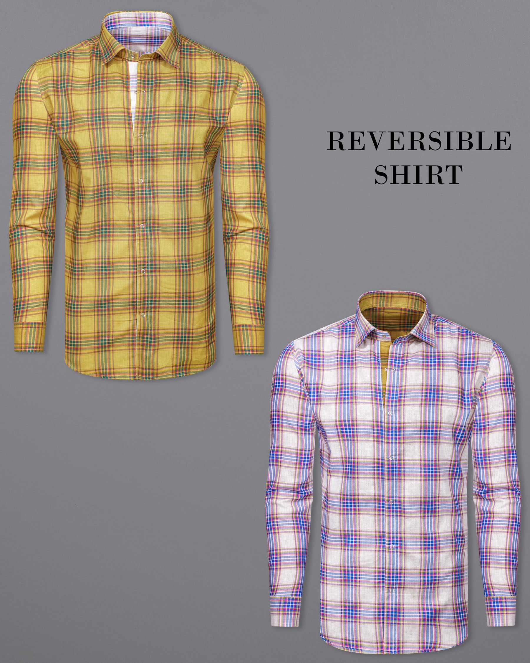 Taco Brown Plaid and Gainsboro Plaid Herringbone Reversible Shirt 7540-38, 7540-H-38, 7540-39, 7540-H-39, 7540-40, 7540-H-40, 7540-42, 7540-H-42, 7540-44, 7540-H-44, 7540-46, 7540-H-46, 7540-48, 7540-H-48, 7540-50, 7540-H-50, 7540-52, 7540-H-52