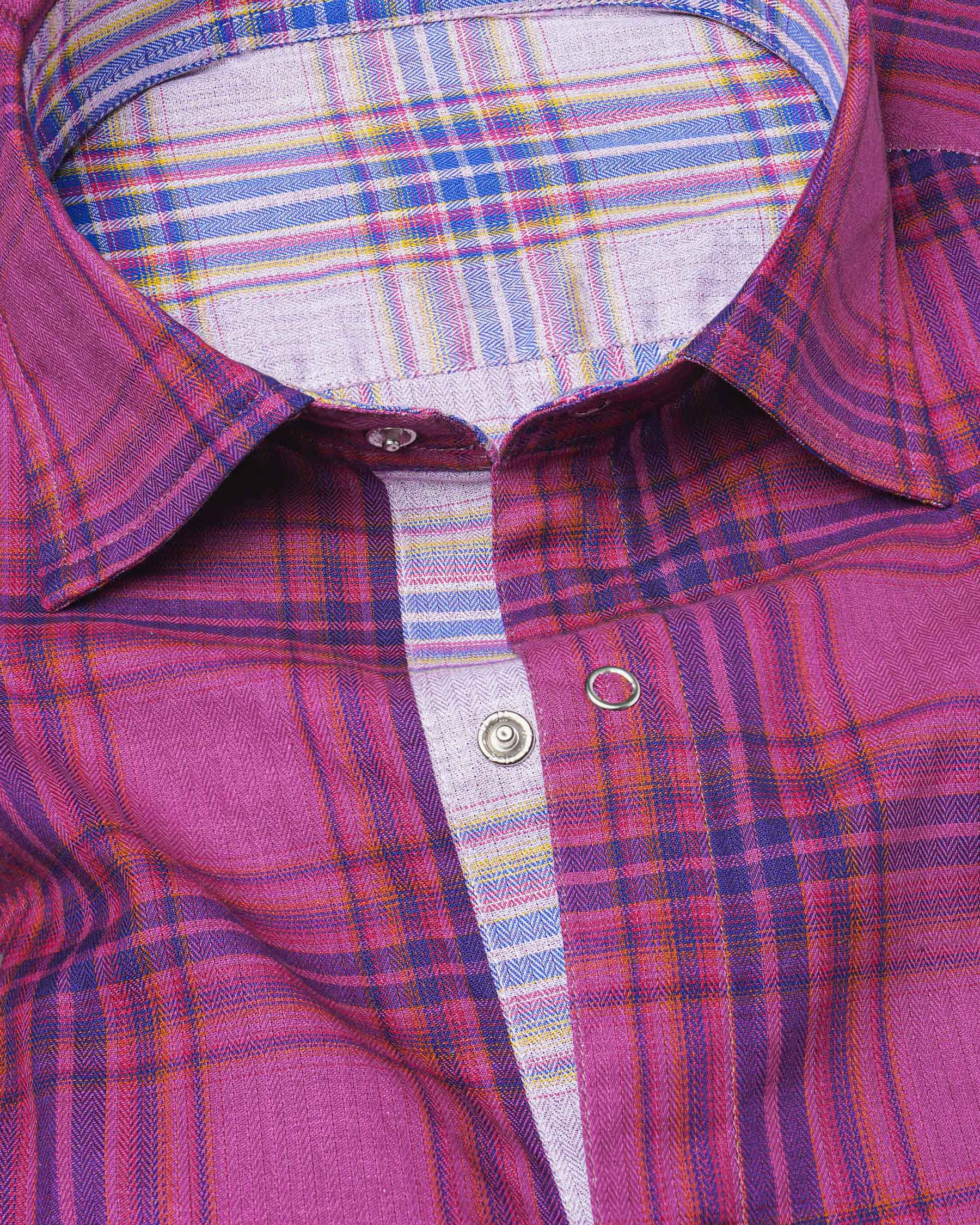 Mulberry Pink Plaid and Prelude Blue Plaid Herringbone Reversible Shirt 7541-38,7541-H-38,7541-39,7541-H-39,7541-40,7541-H-40,7541-42,7541-H-42,7541-44,7541-H-44,7541-46,7541-H-46,7541-48,7541-H-48,7541-50,7541-H-50,7541-52,7541-H-52